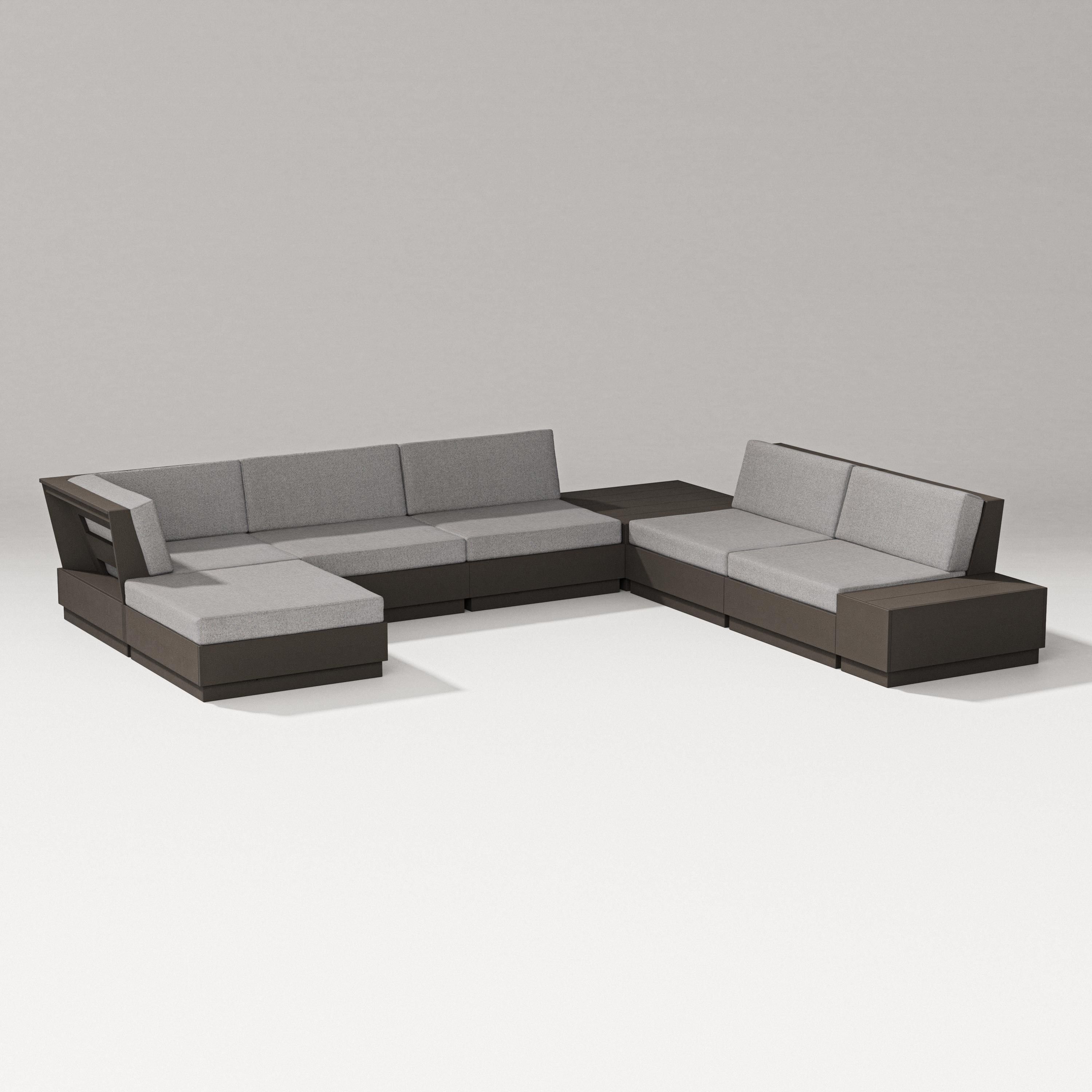 PW Designer Series Elevate 8-Piece Corner Sectional in Vintage Coffee / Grey Mist
