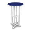 POLYWOOD Contempo 24" Round Bar Table in White / Pacific Blue