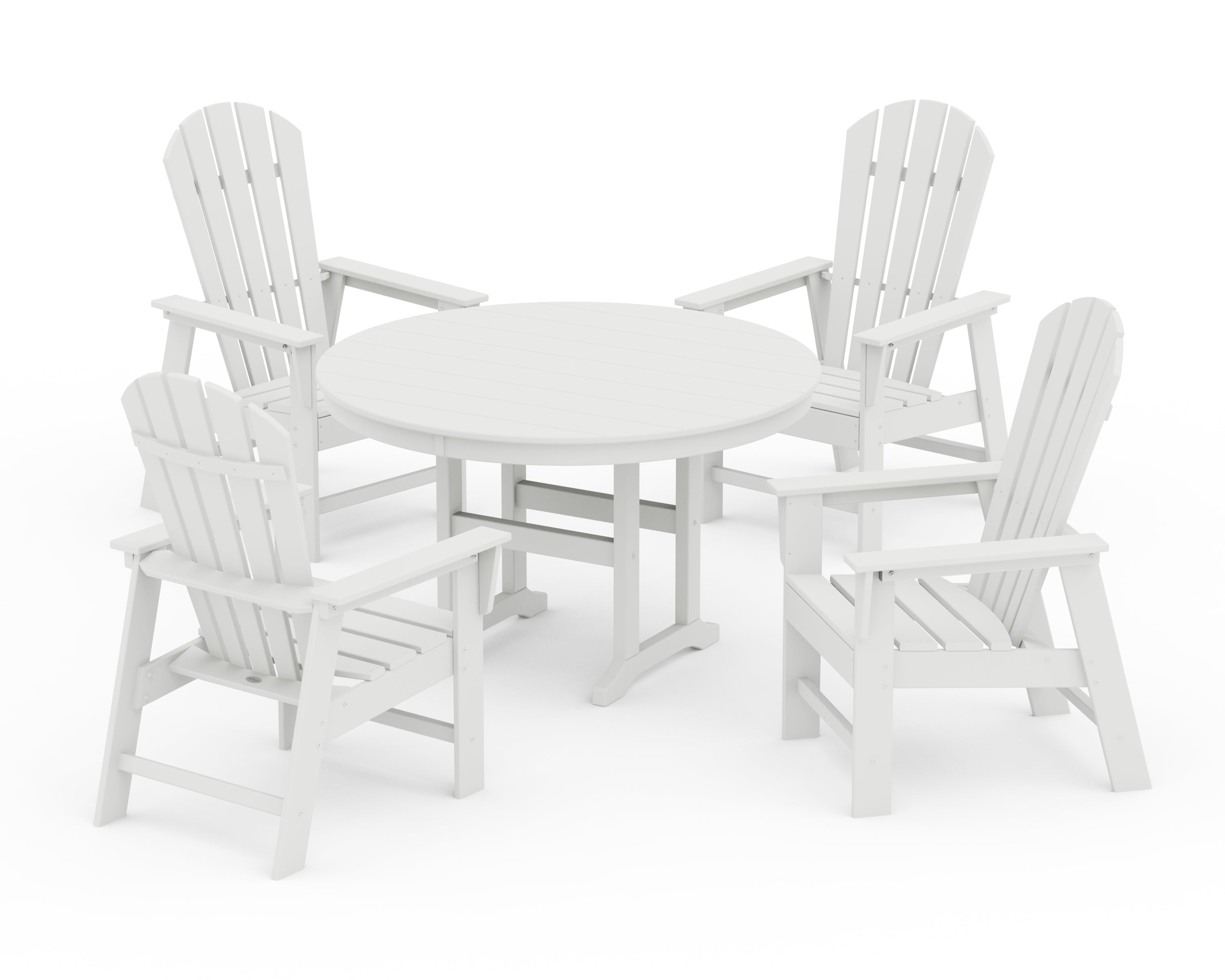 POLYWOOD South Beach 5-Piece Round Farmhouse Dining Set in White