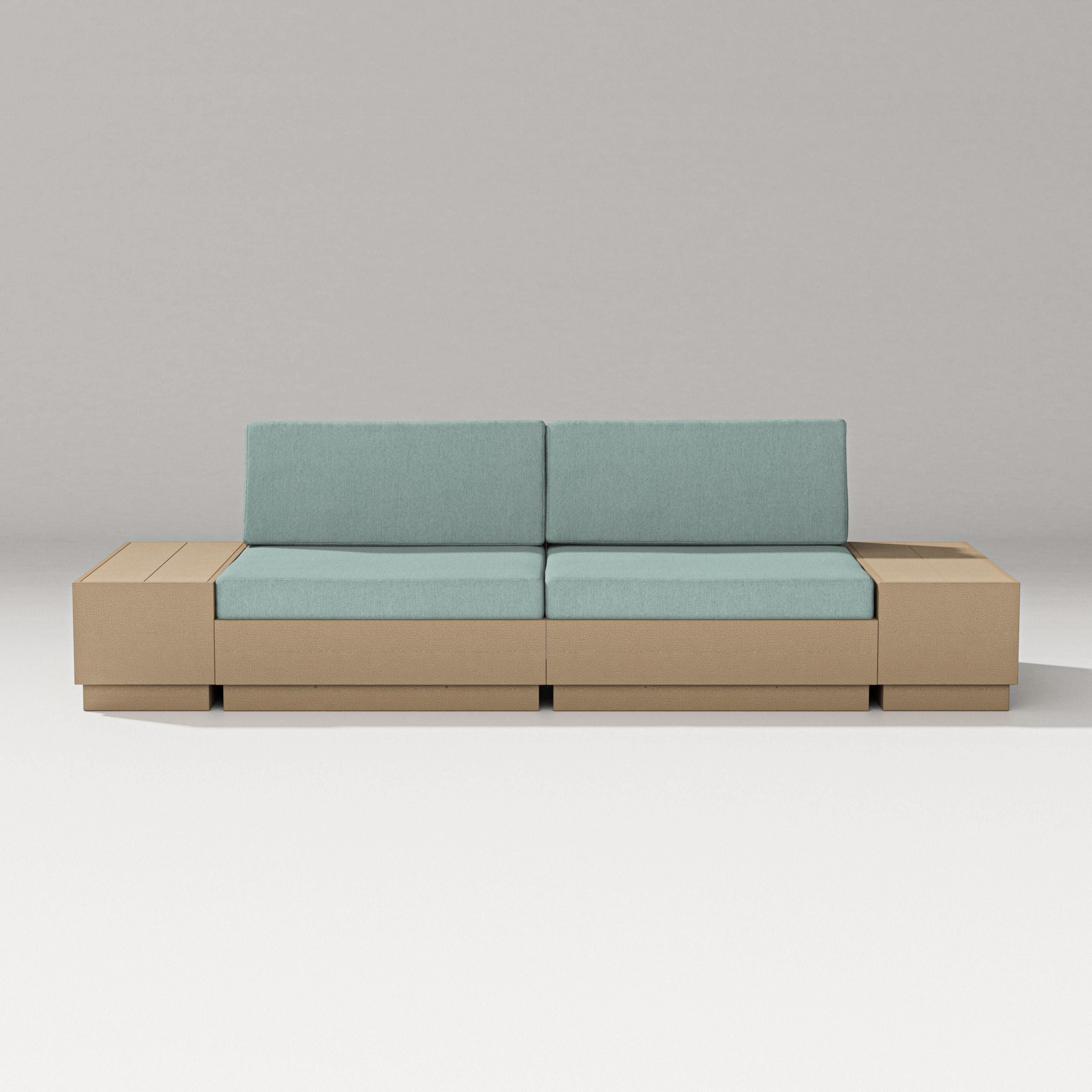 PW Designer Series Elevate 4-Piece Loveseat Sectional in Vintage Sahara / Glacier Spa