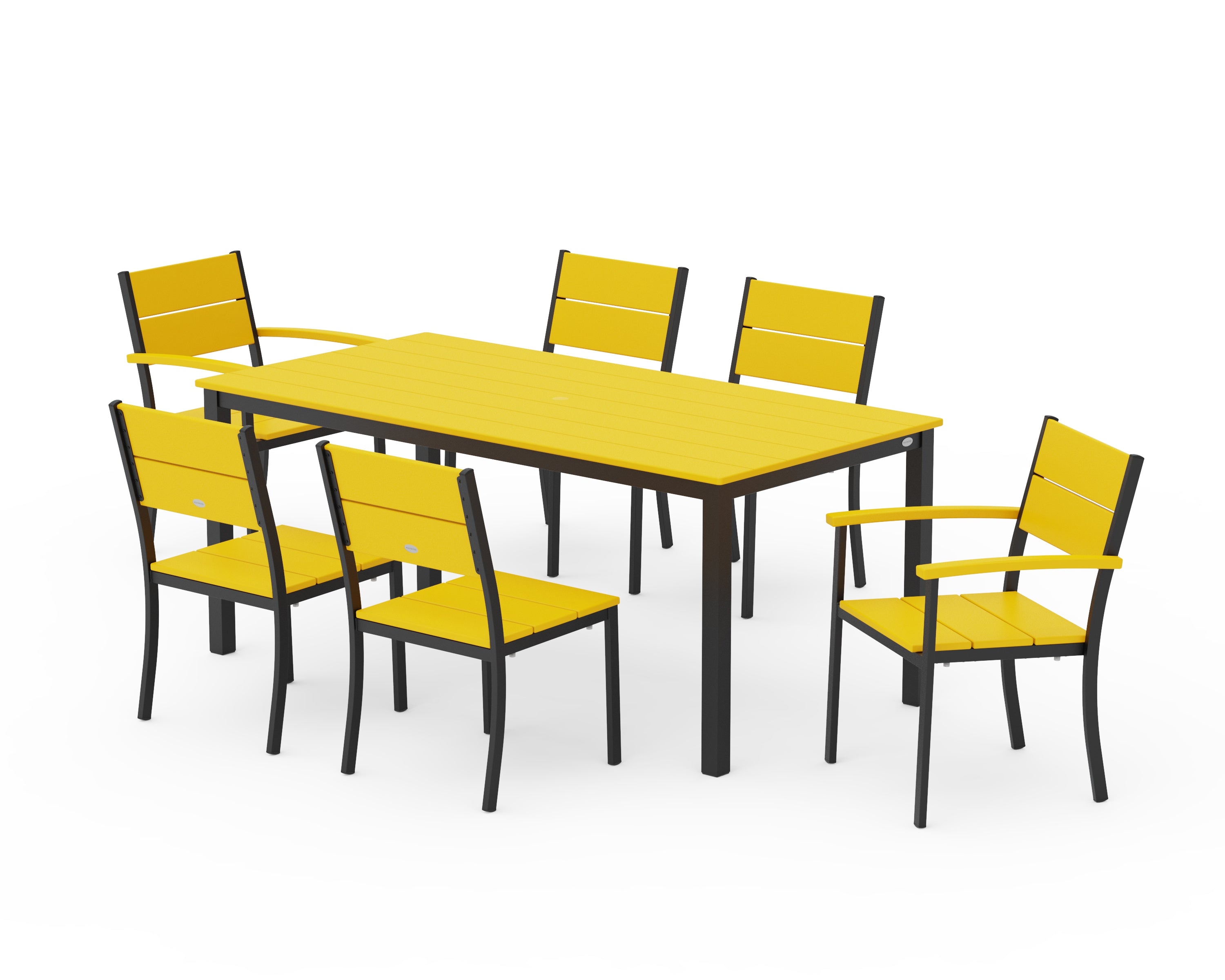 POLYWOOD Main Street 7-Piece Dining Set in Black / Lemon