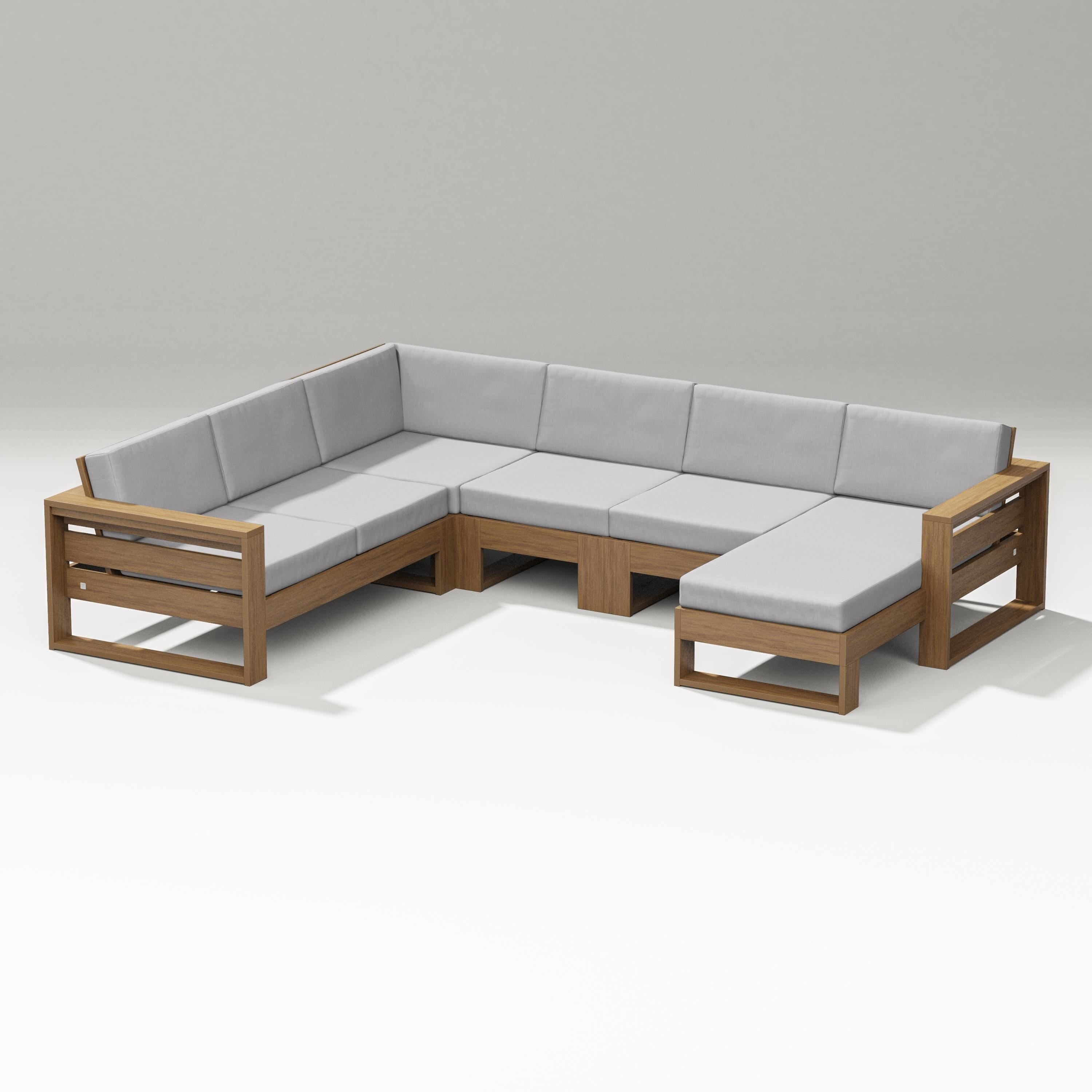 PW Designer Series Latitude Corner Sectional with Right Chaise in Natural / Granite