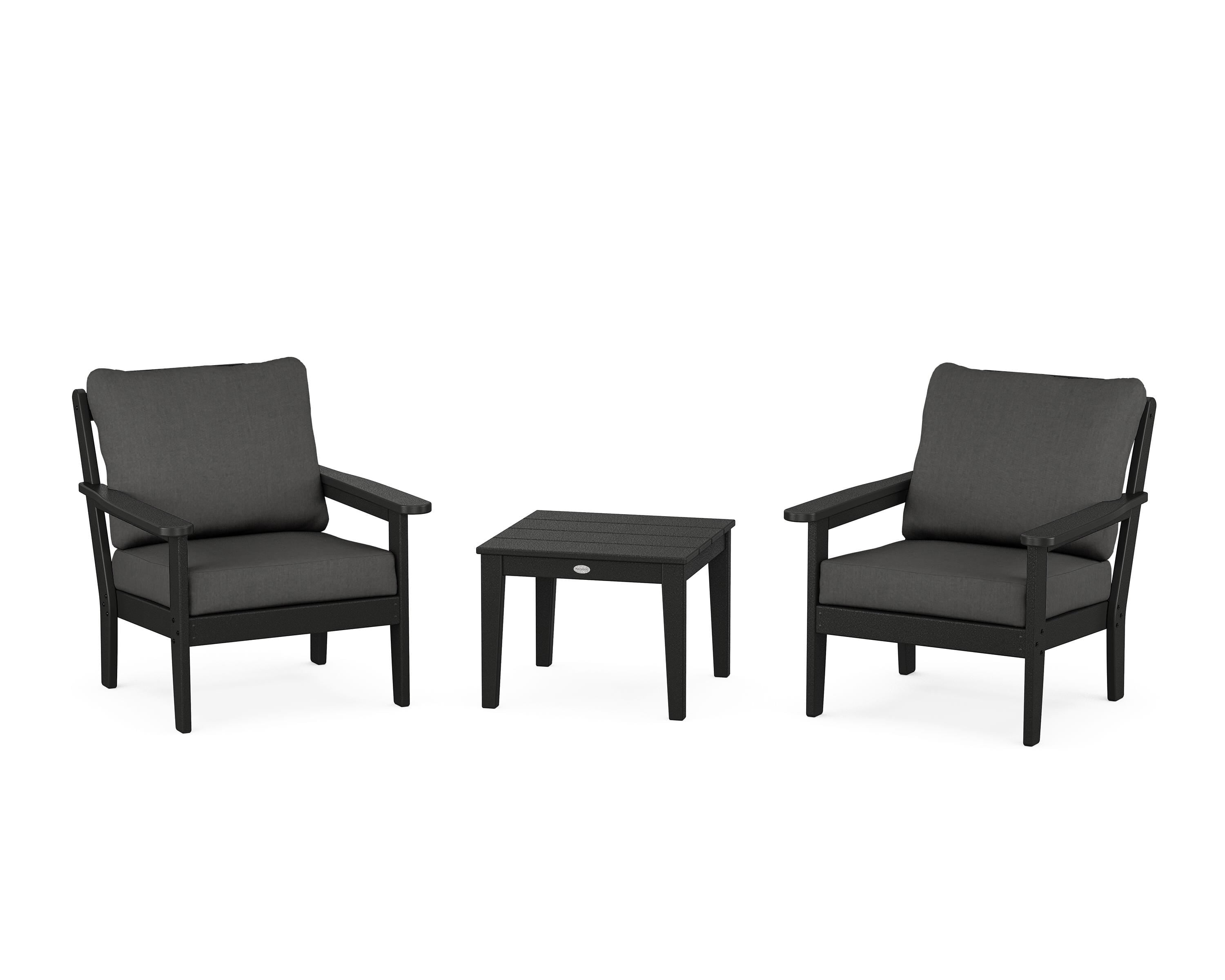 Country Living Cottage 3-Piece Deep Seating Set in Black / Spectrum Carbon