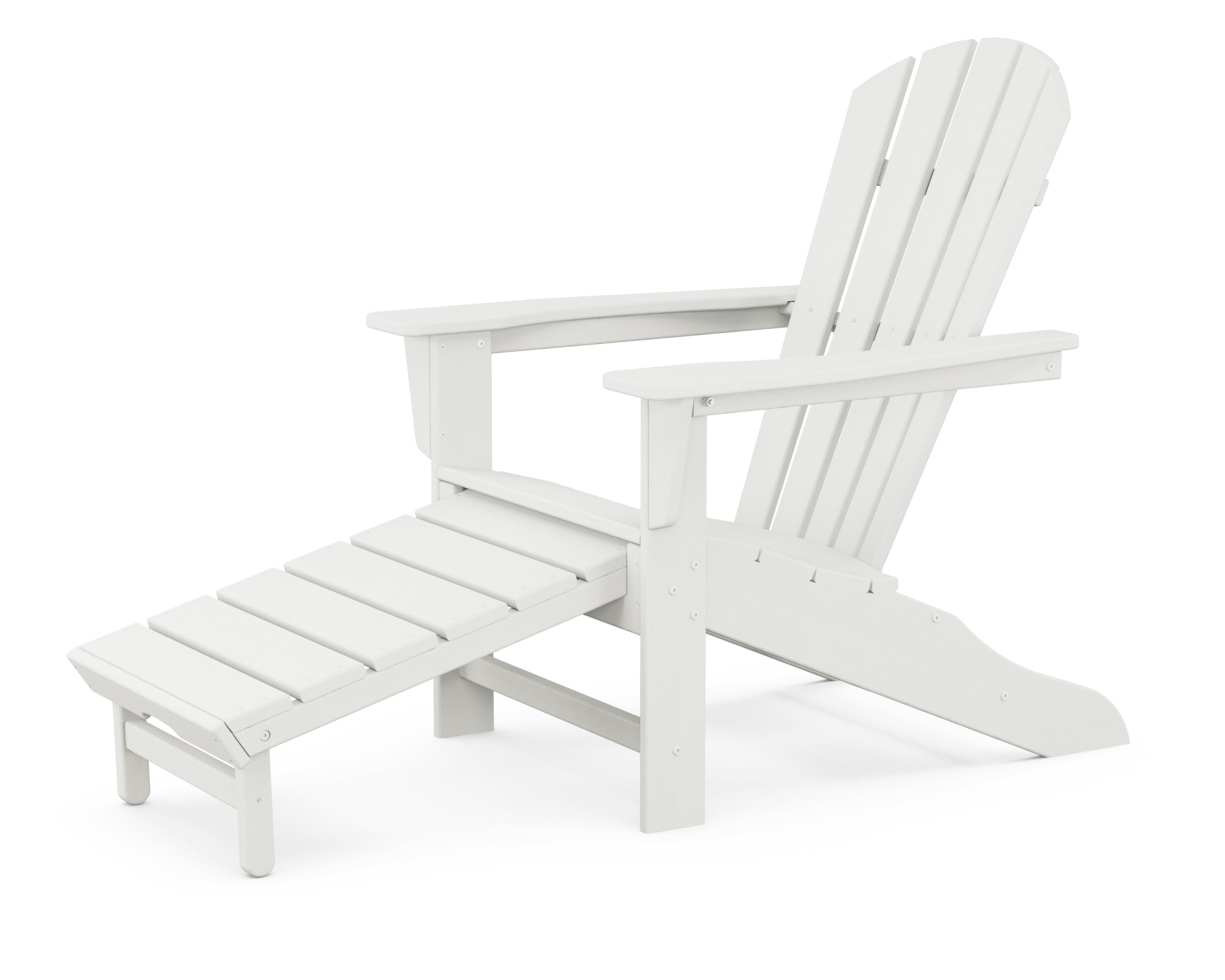 POLYWOOD Palm Coast Ultimate Adirondack with Hideaway Ottoman in Vintage White