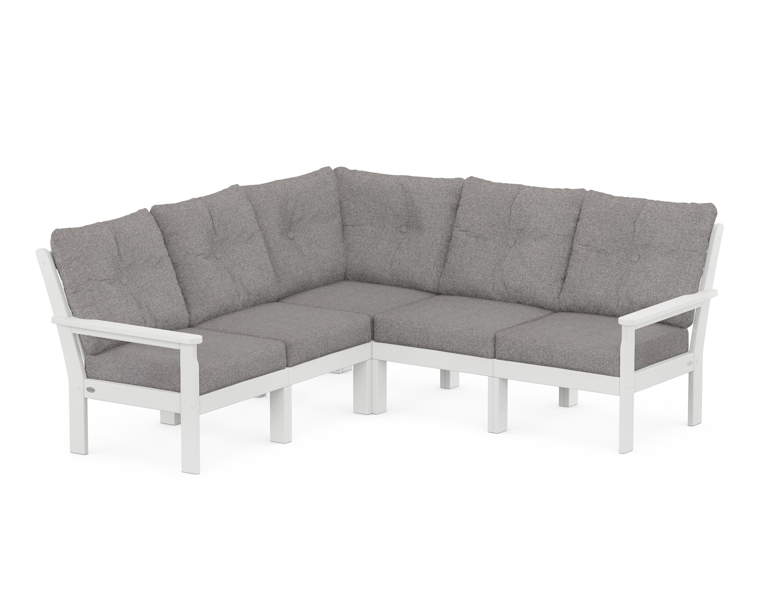 POLYWOOD Vineyard 5-Piece Sectional in White / Grey Mist