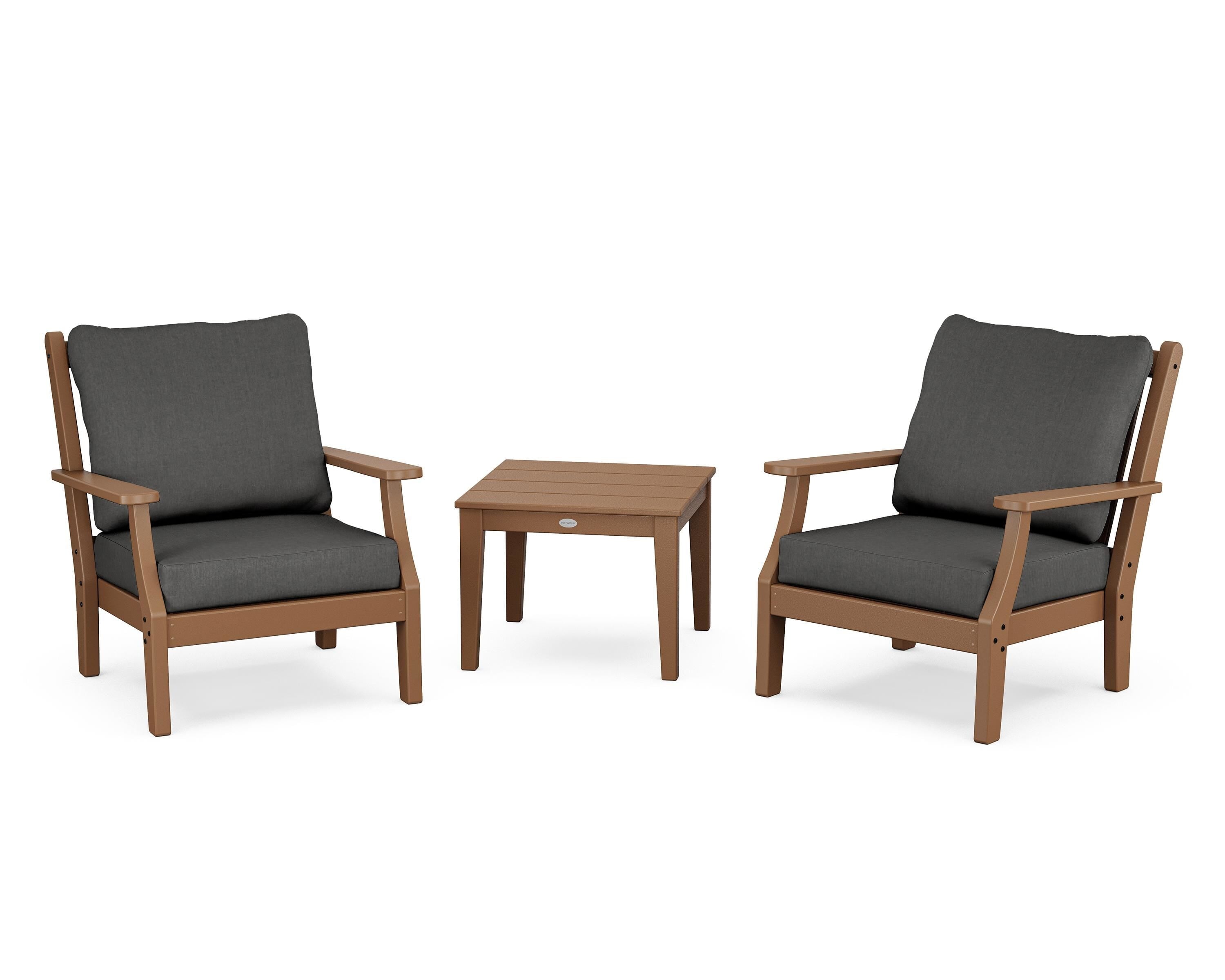 Country Living Wovendale 3-Piece Deep Seating Set in Teak / Spectrum Carbon
