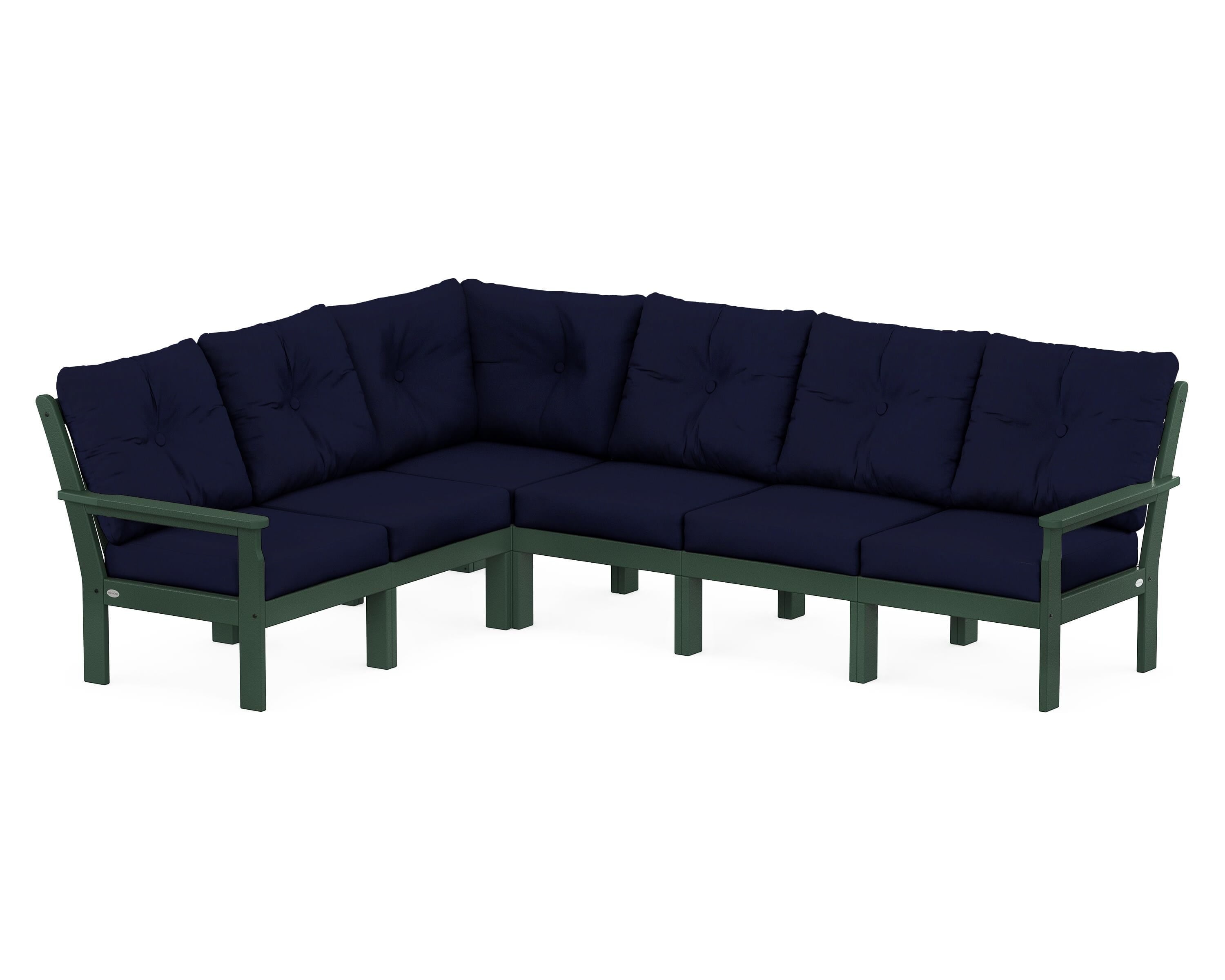 POLYWOOD Vineyard 6-Piece Sectional in Green / Navy