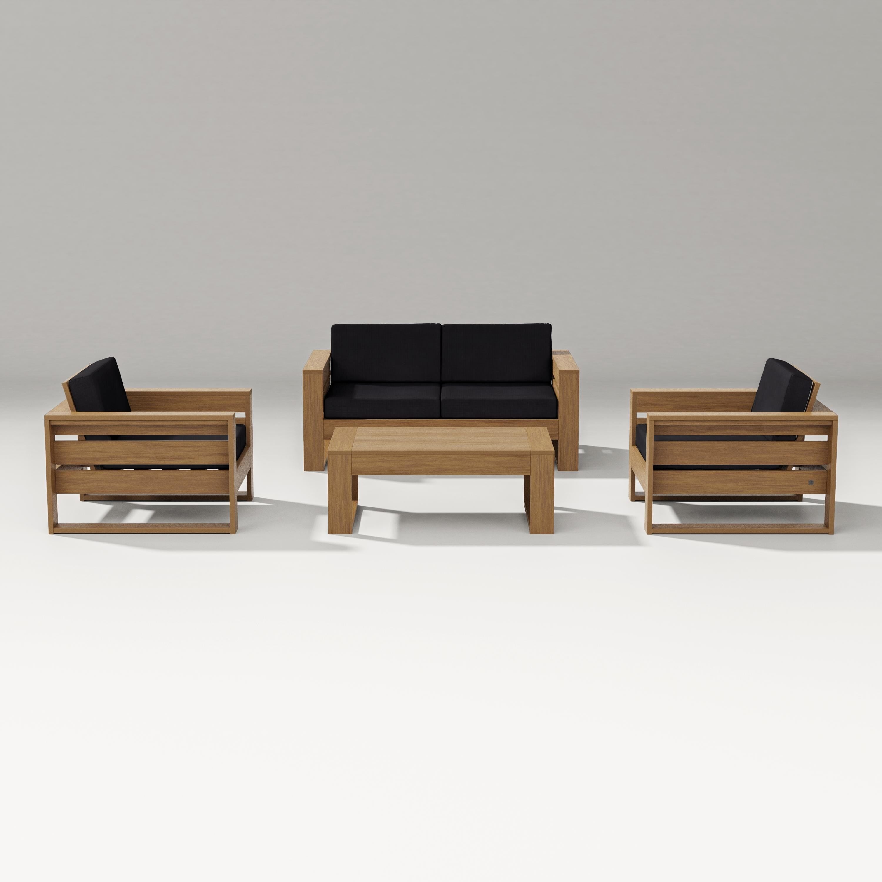 PW Designer Series Latitude 4-Piece Lounge Loveseat Set in Natural / Midnight Linen