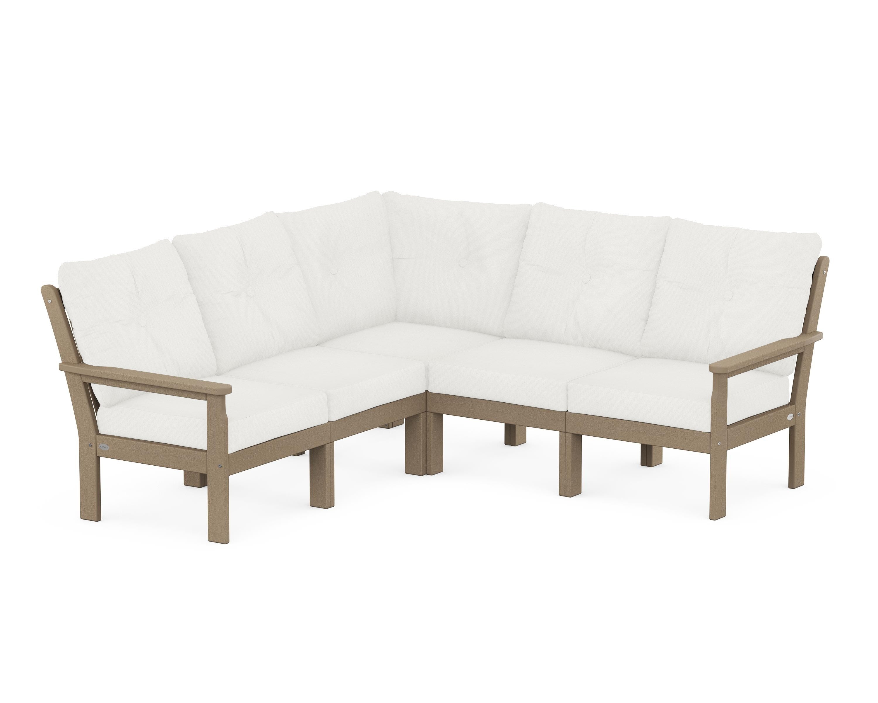 POLYWOOD Vineyard 5-Piece Sectional in Vintage Sahara / Natural Linen