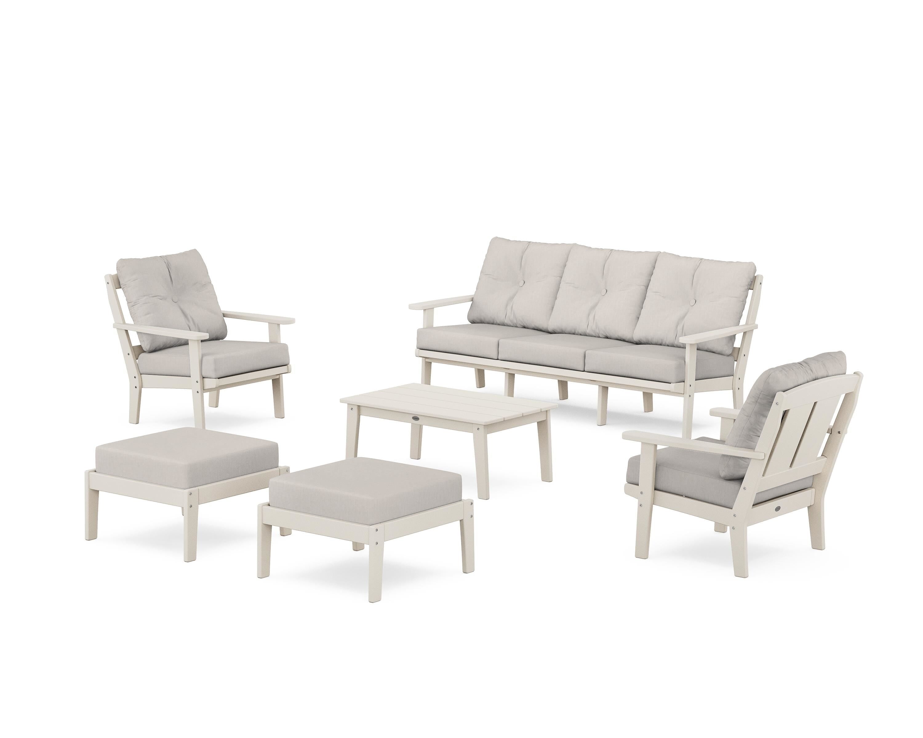 POLYWOOD Mission 6-Piece Lounge Sofa Set in Sand / Cast Ash
