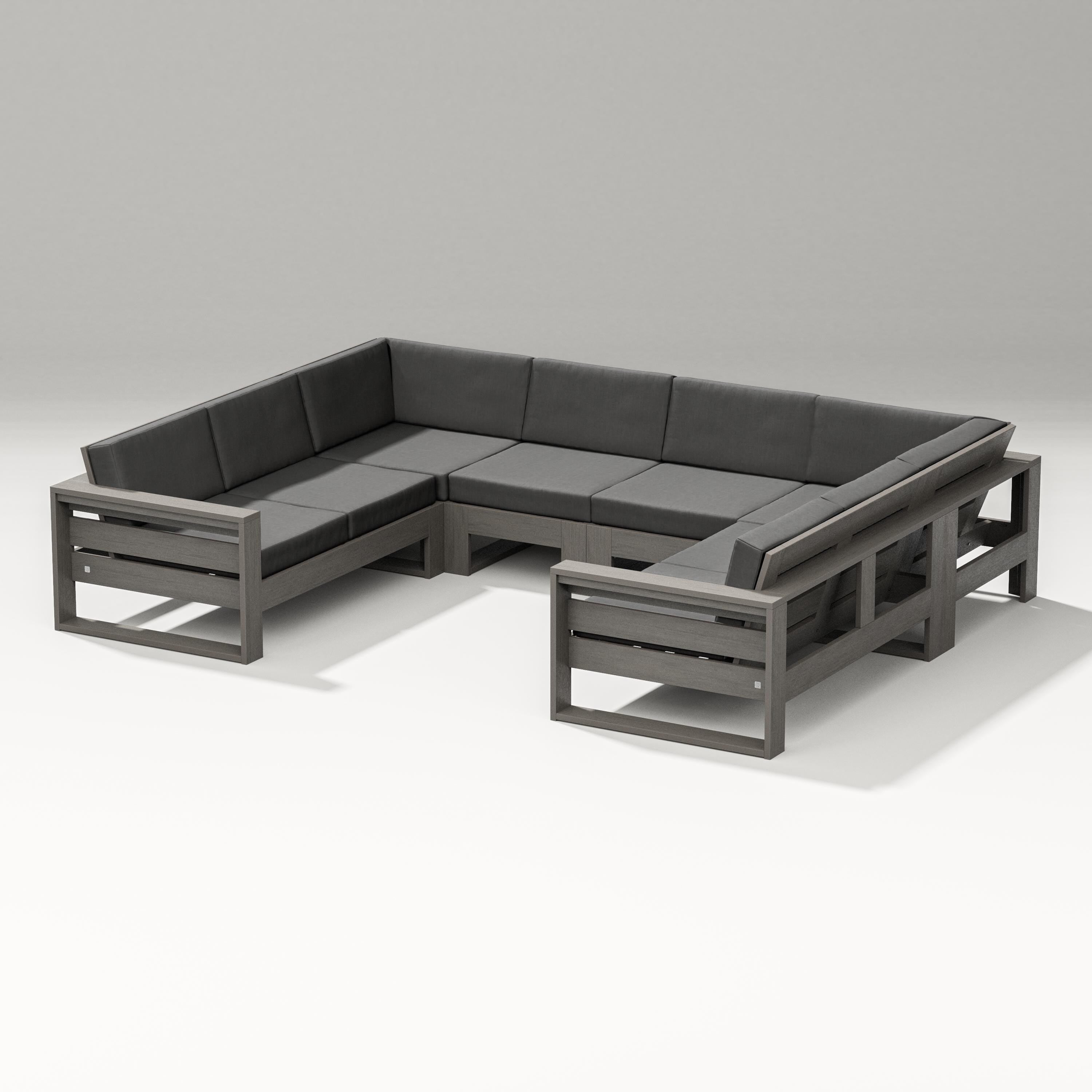PW Designer Series Latitude U-Shaped Sectional in Driftwood / Spectrum Carbon