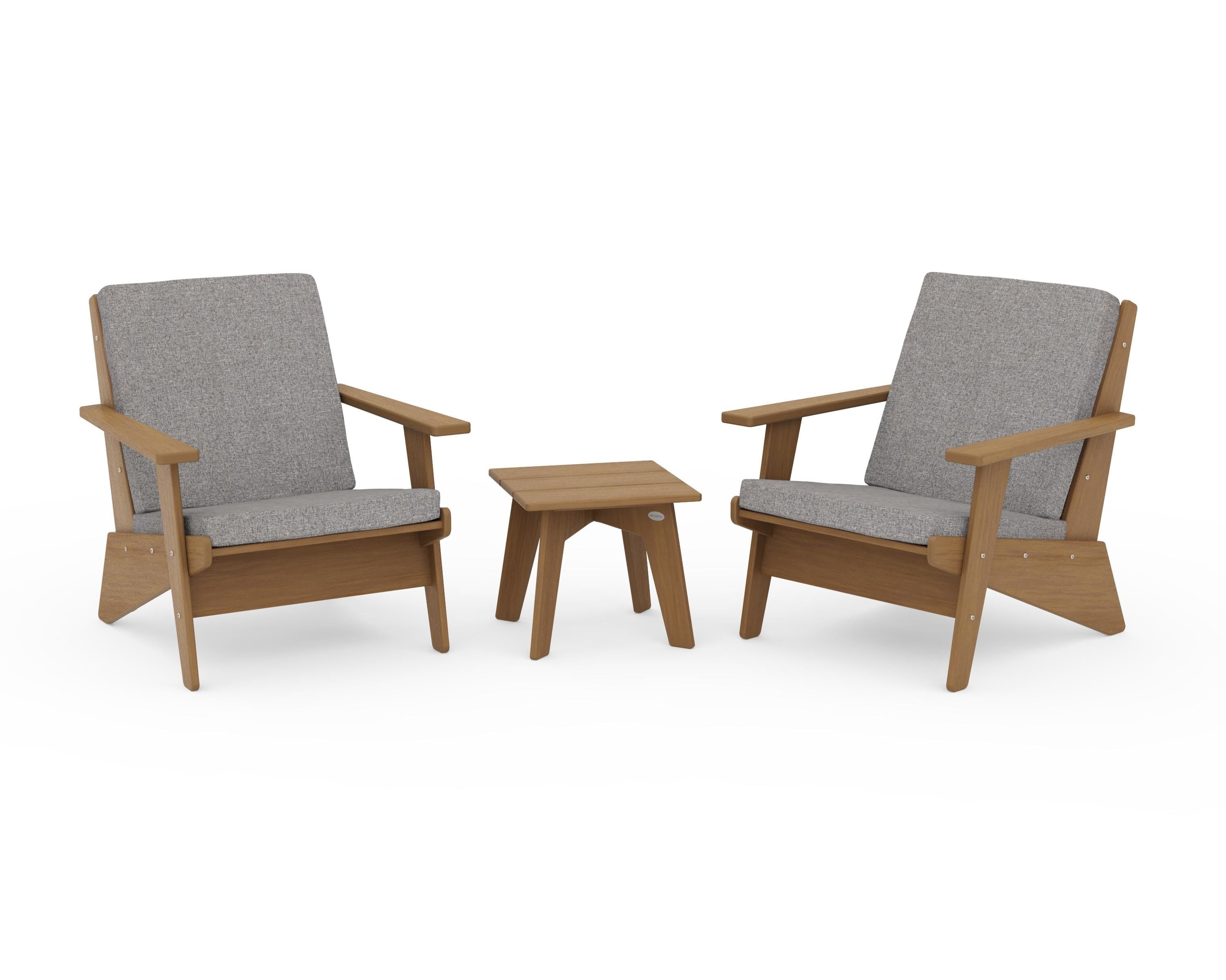 POLYWOOD Riviera Modern Lounge 3-Piece Set in Natural / Grey Mist