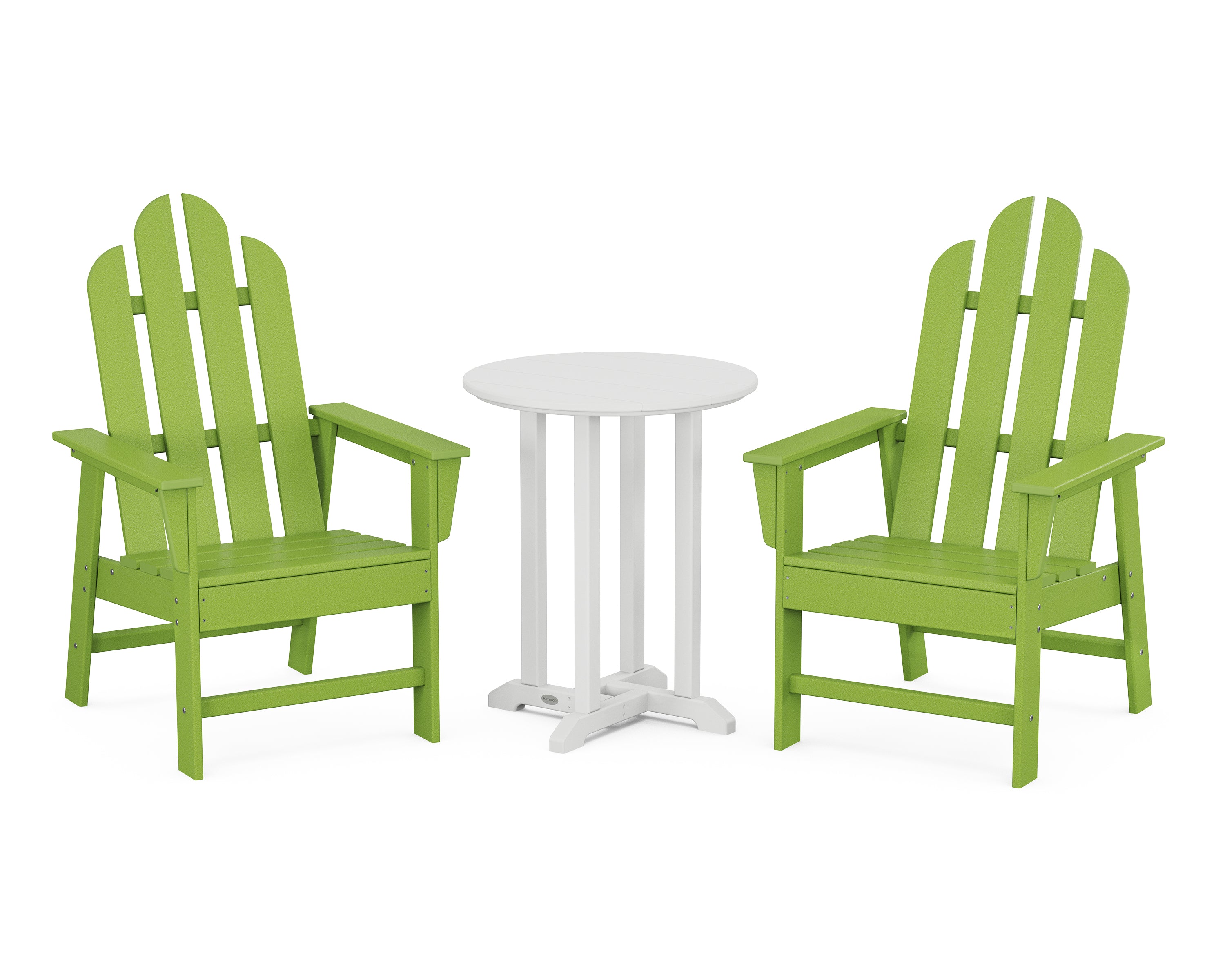 POLYWOOD Long Island 3-Piece Round Bistro Dining Set in Lime / White