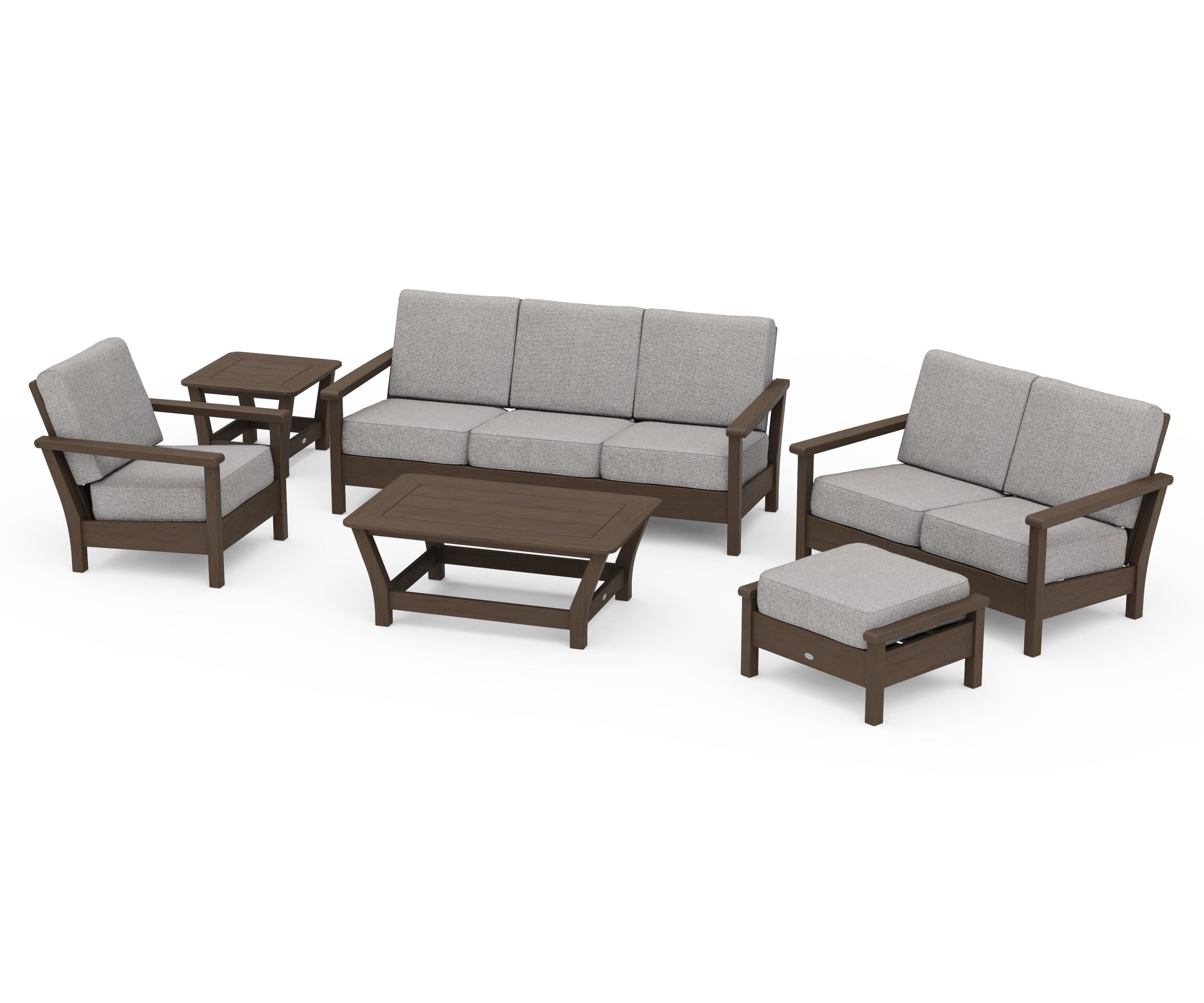 POLYWOOD Harbour 6-Piece Outdoor Living Set in Kona / Grey Mist