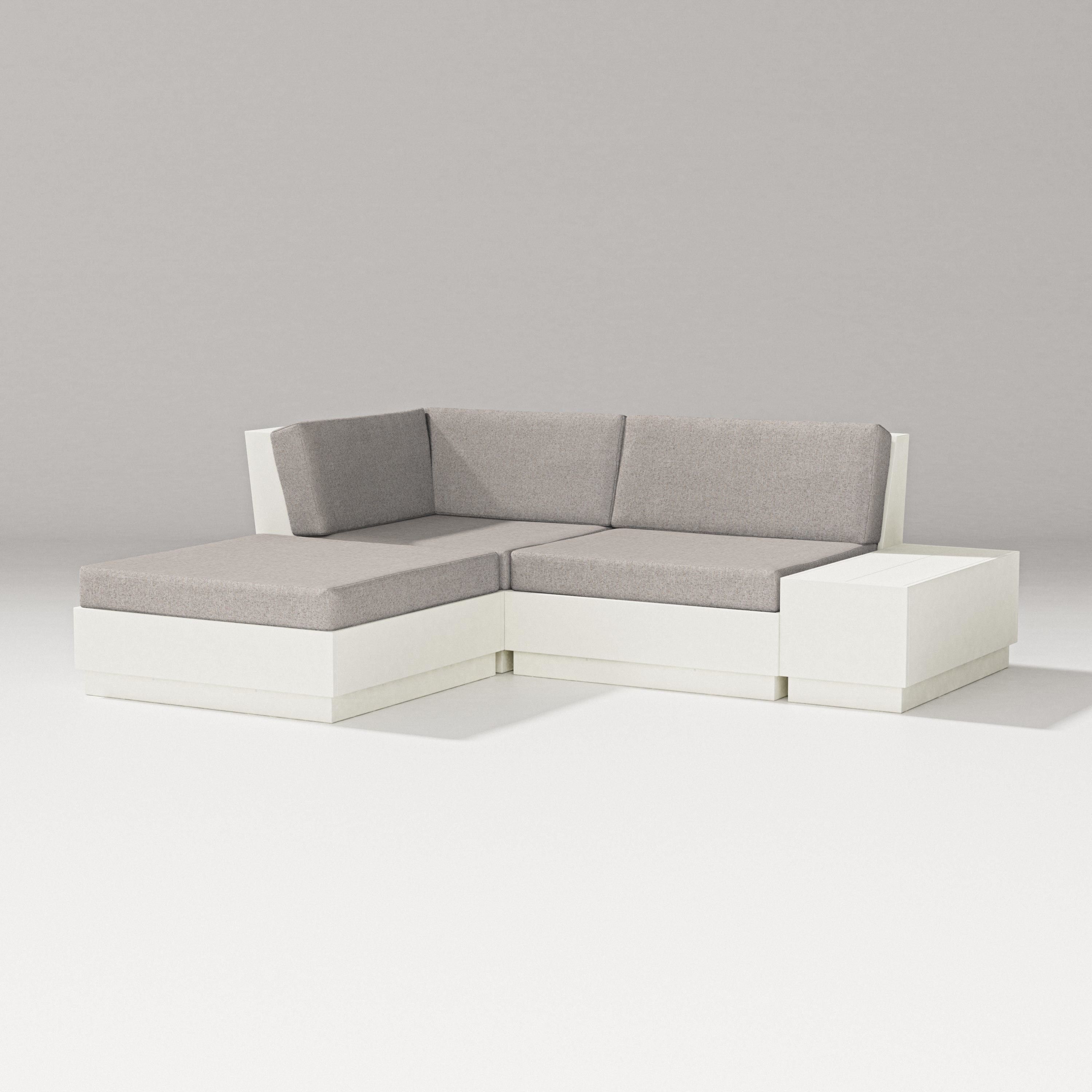 PW Designer Series Elevate Loveseat Sectional with Chaise in Vintage White / Weathered Tweed