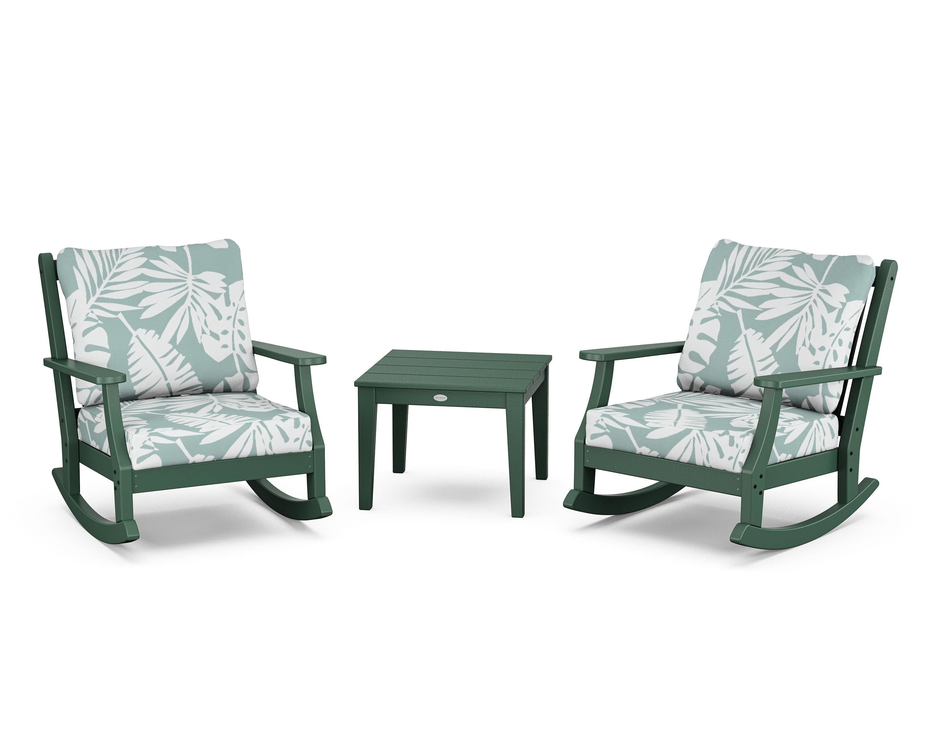 Country Living Wovendale 3-Piece Deep Seating Rocker Set in Green / Leaf Glacier Spa