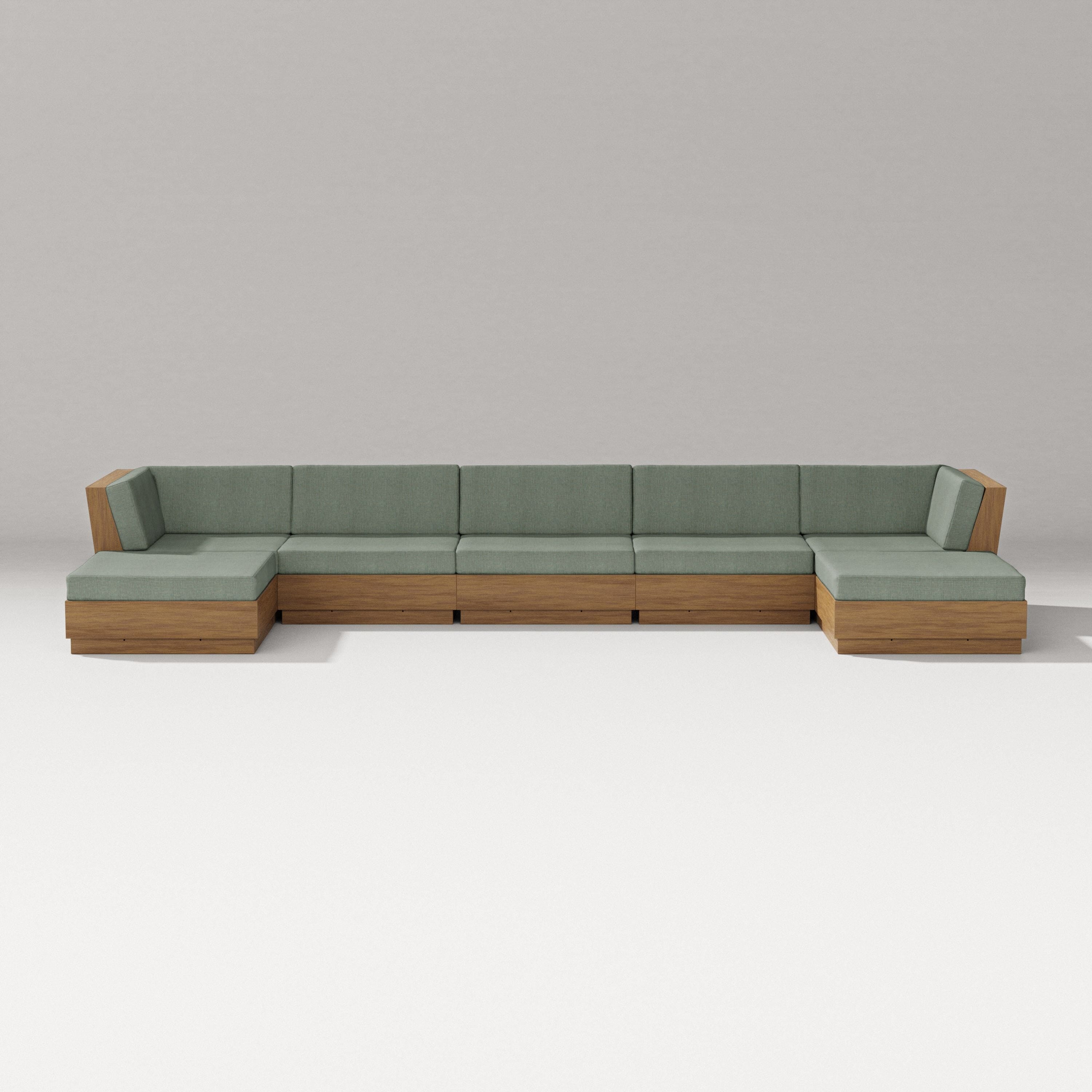 PW Designer Series Elevate 7-Piece Double Chaise Sectional in Natural / Cast Sage