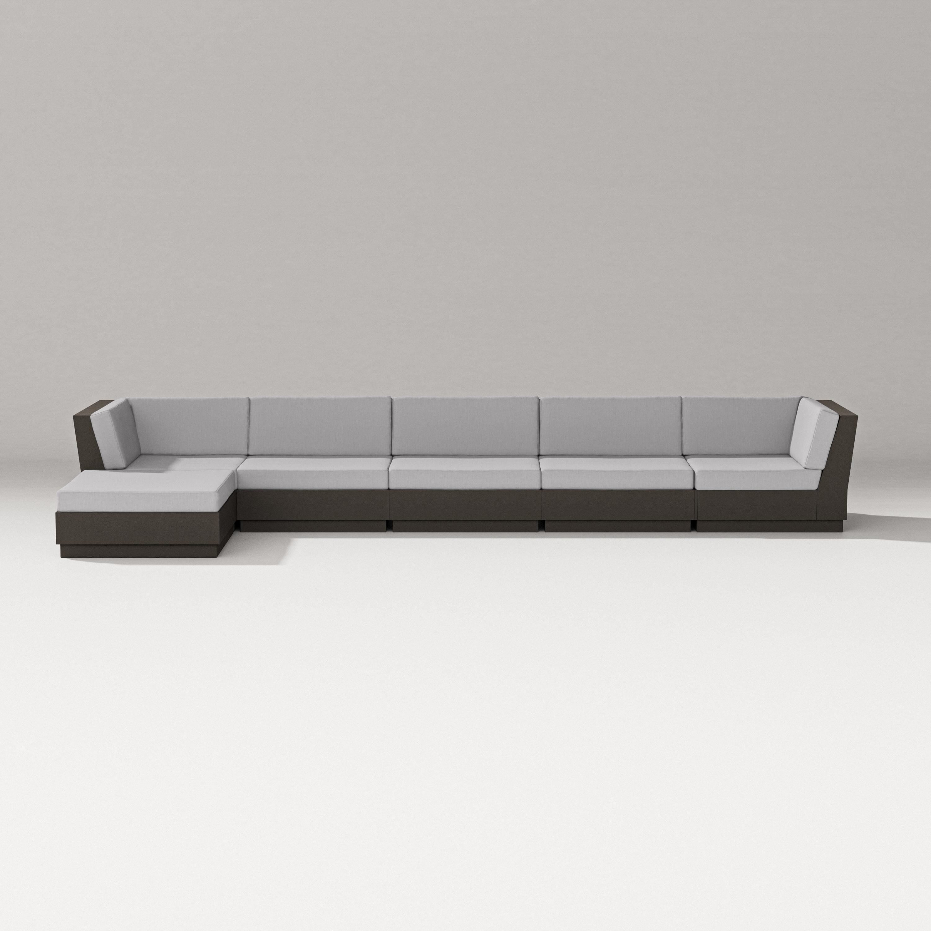 PW Designer Series Elevate 6-Piece Chaise Sectional in Vintage Coffee / Granite