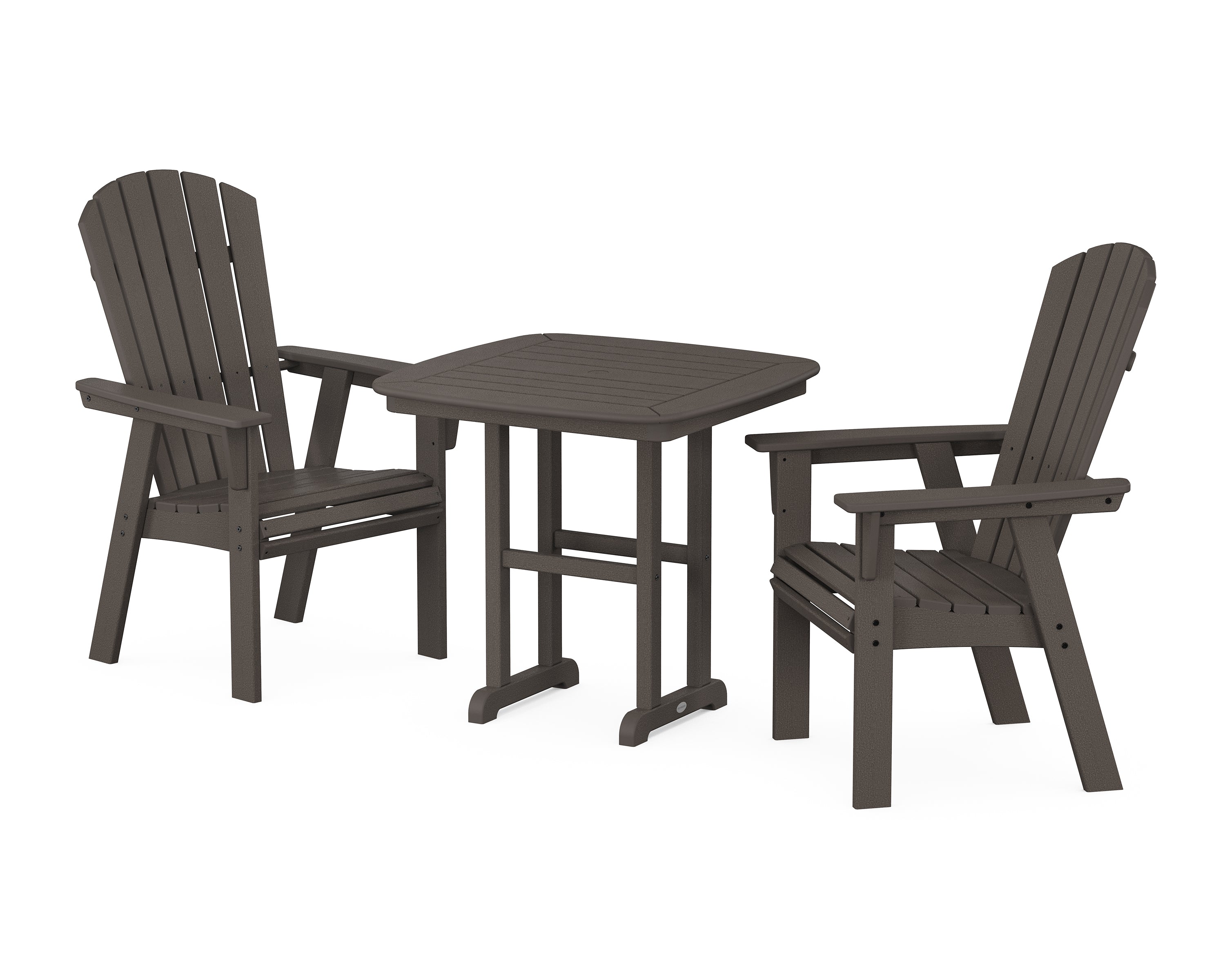 POLYWOOD® Nautical Adirondack 3-Piece Dining Set in Vintage Coffee