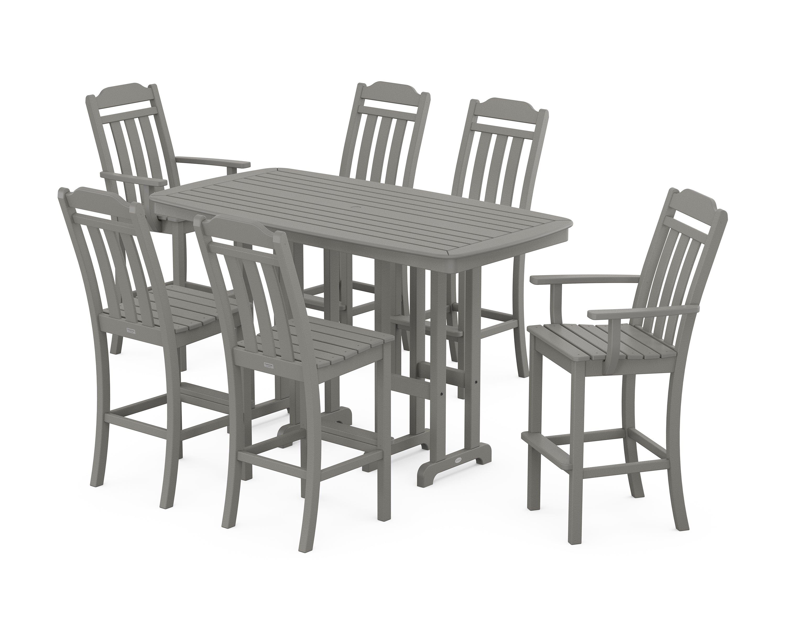 POLYWOOD Country Living 7-Piece Bar Set in Slate Grey