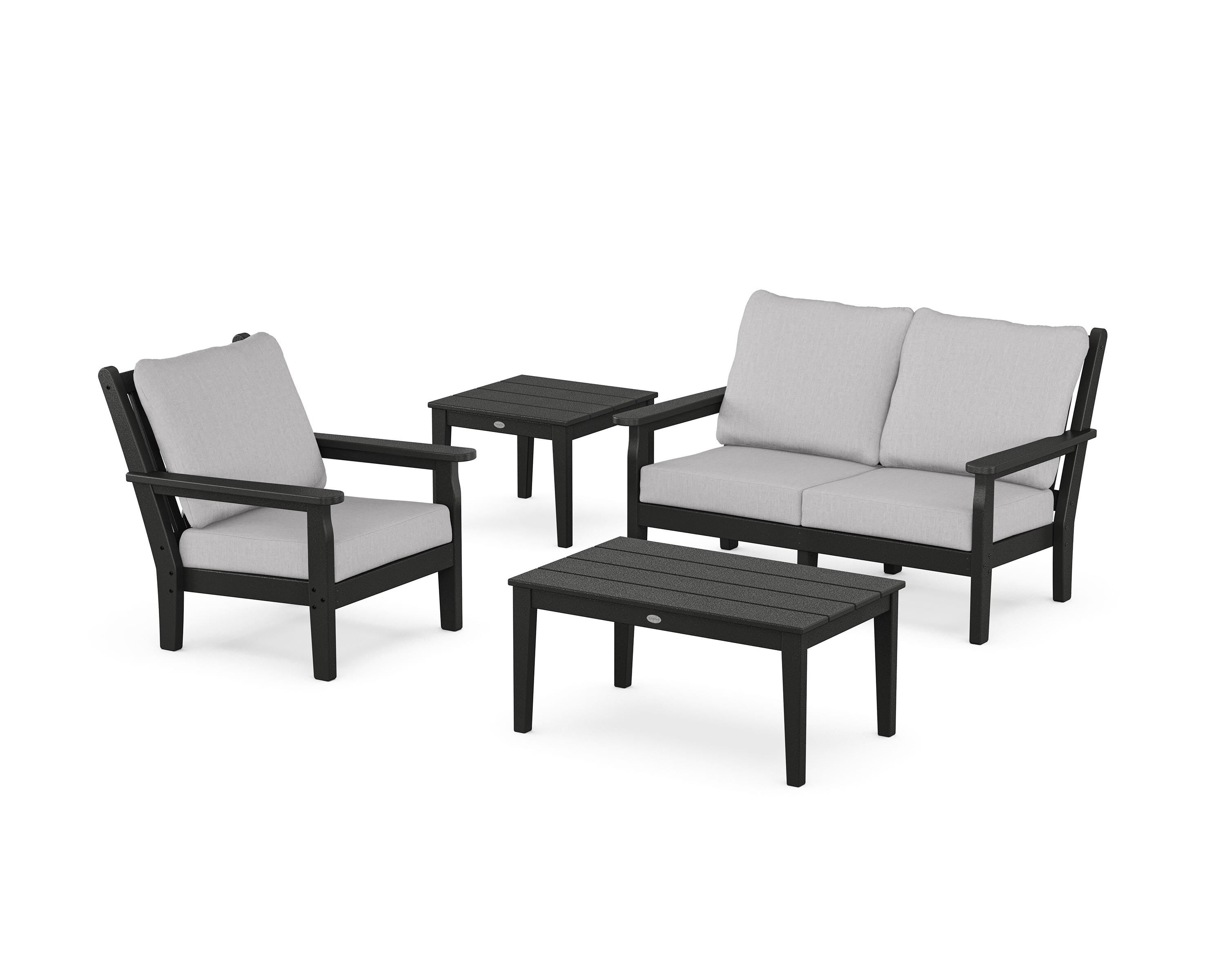 POLYWOOD Chippendale 4-Piece Deep Seating Set in Black / Granite
