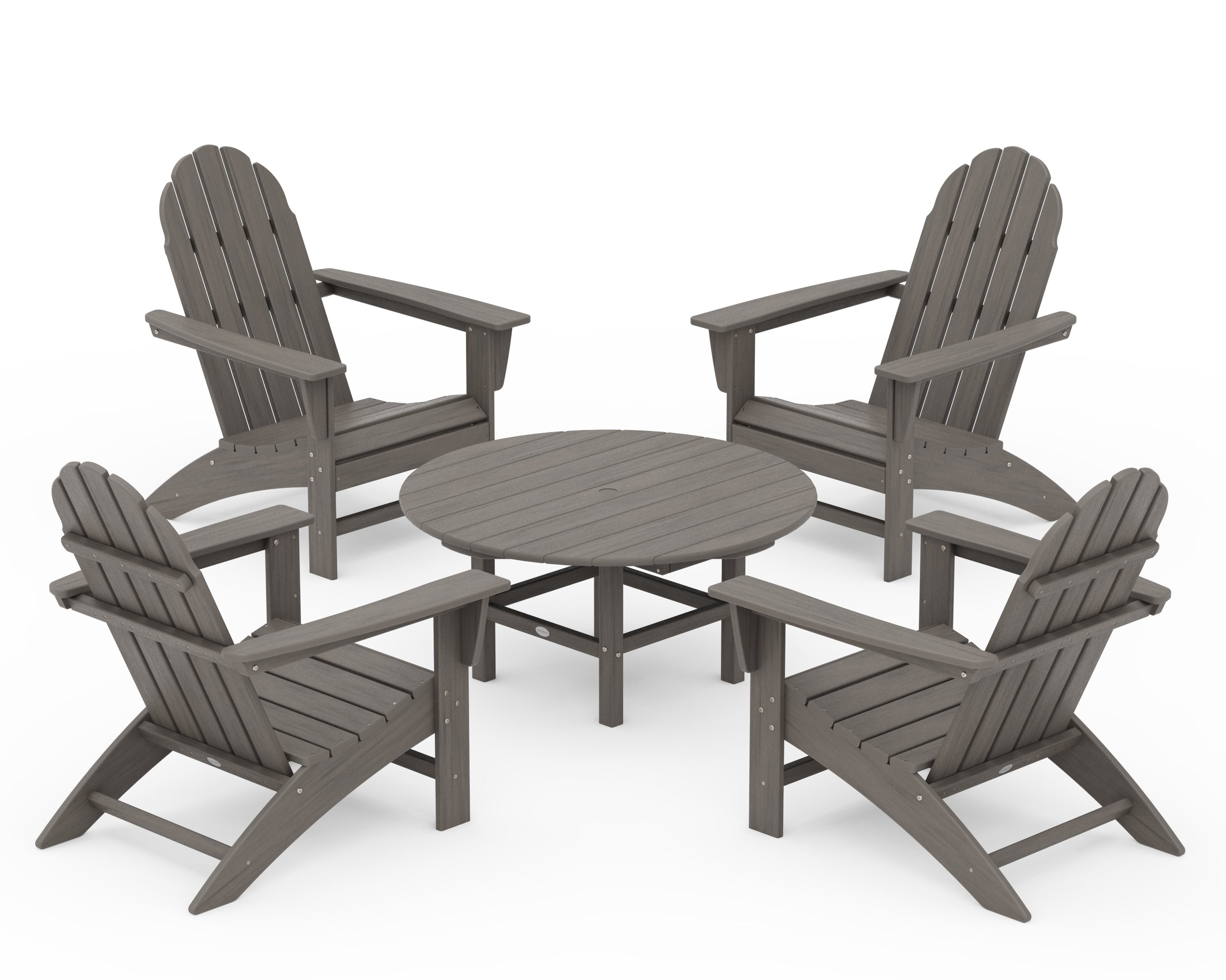 POLYWOOD Vineyard 5-Piece Adirondack Chair Conversation Set in Driftwood
