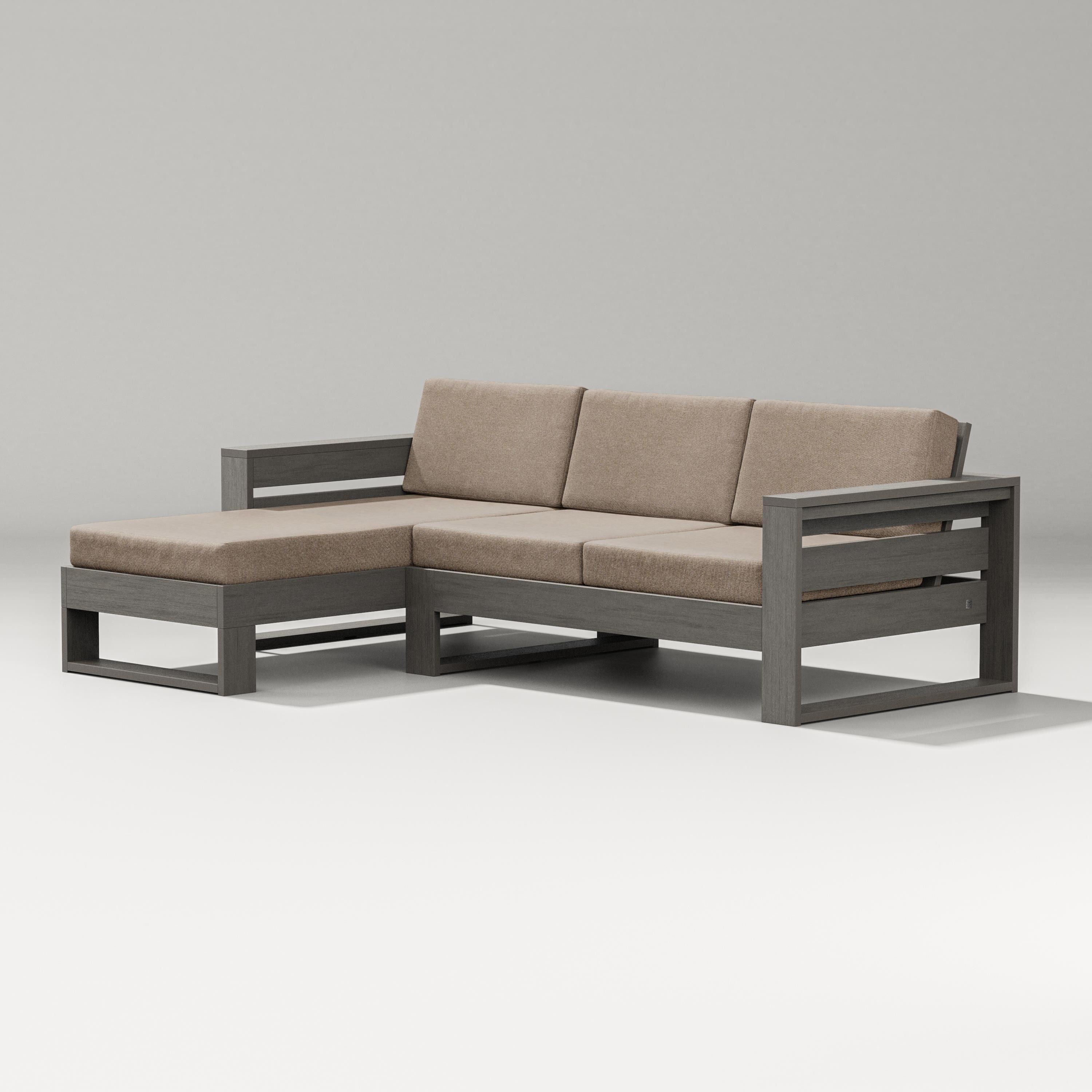 PW Designer Series Latitude Left Chaise Sectional in Driftwood / Spiced Burlap