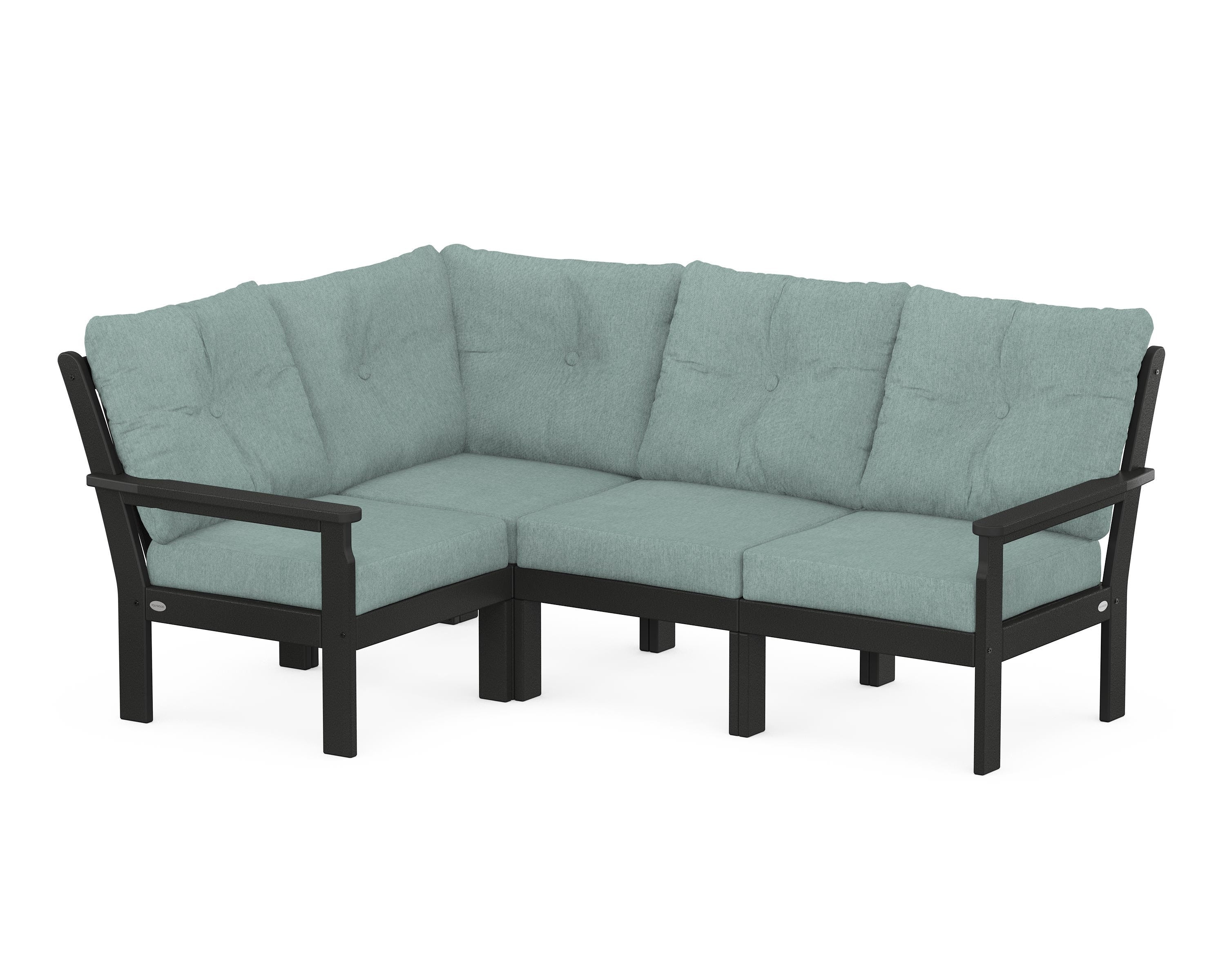 POLYWOOD Vineyard 4-Piece Sectional in Black / Glacier Spa