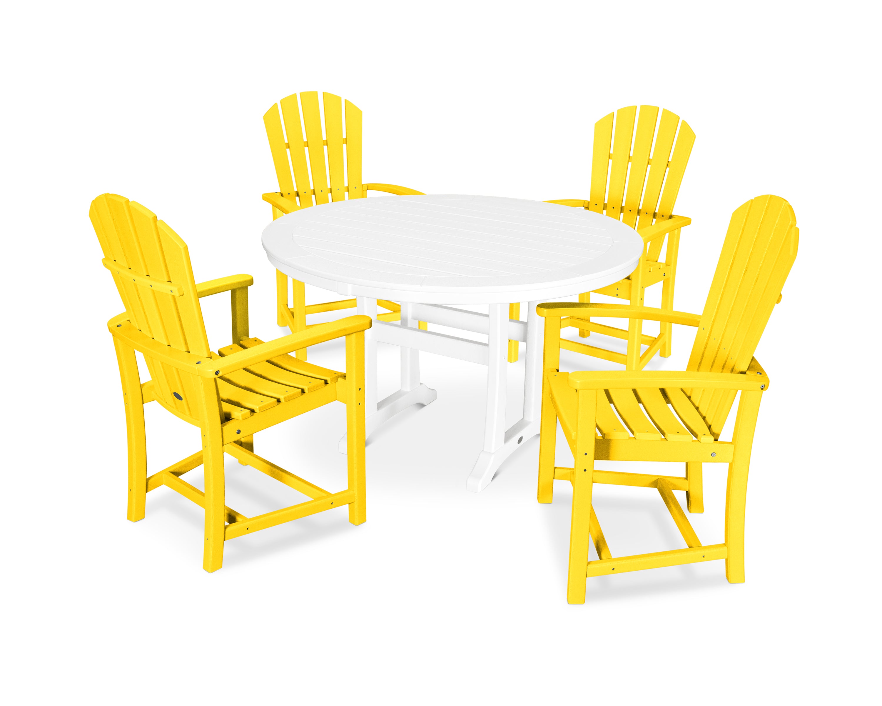 POLYWOOD® Palm Coast 5-Piece Round Dining Set in Lemon / White