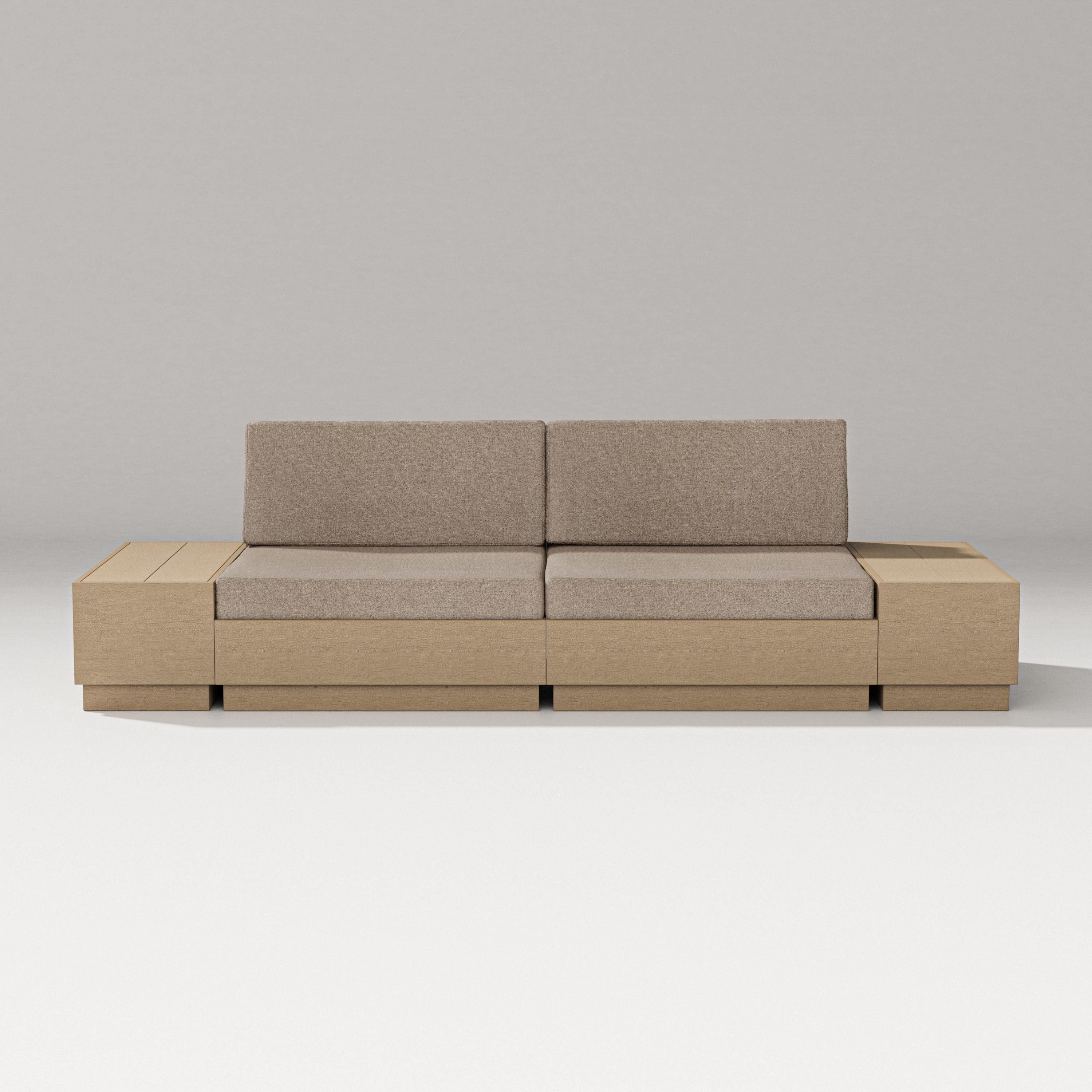 PW Designer Series Elevate 4-Piece Loveseat Sectional in Vintage Sahara / Spiced Burlap