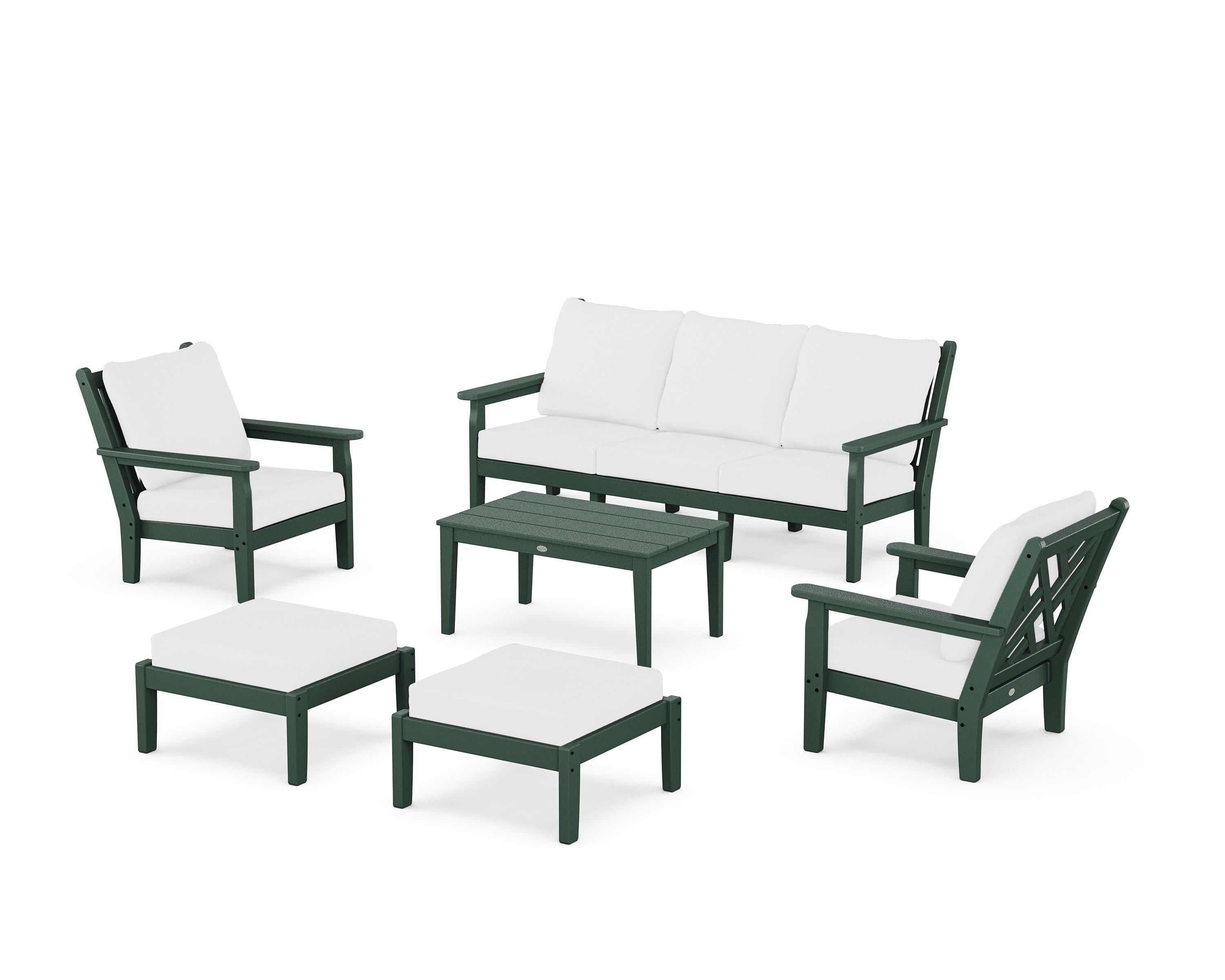 POLYWOOD Chippendale 6-Piece Lounge Sofa Set in Green / Natural