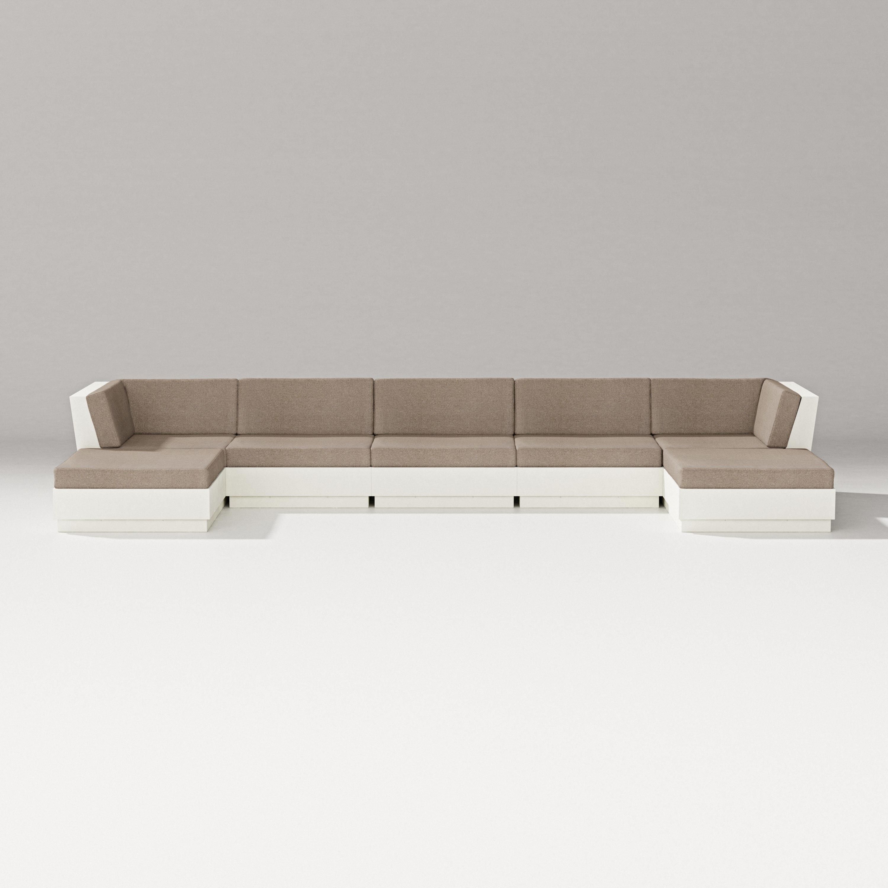 PW Designer Series Elevate 7-Piece Double Chaise Sectional in Vintage White / Spiced Burlap