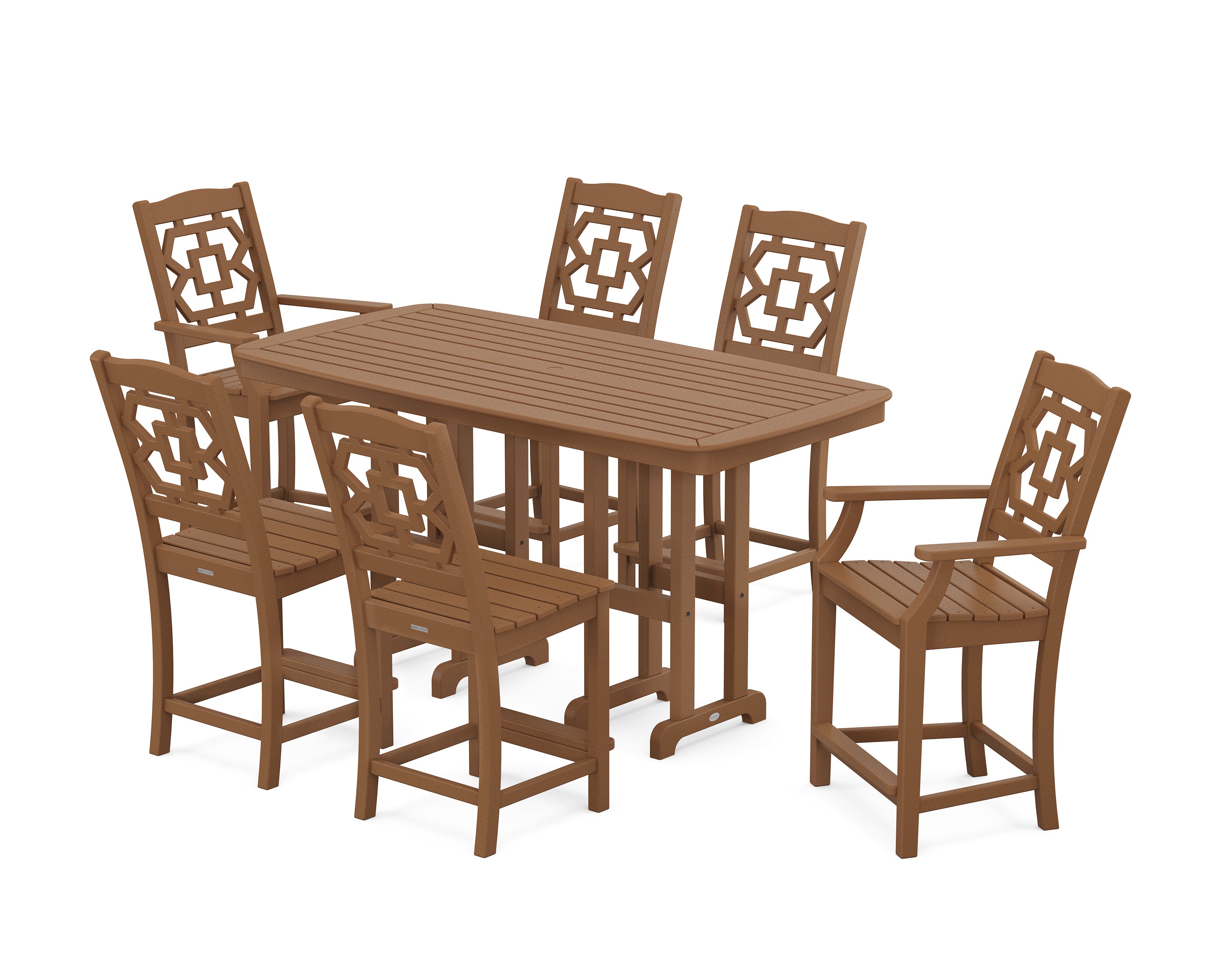 Martha Stewart by POLYWOOD® Chinoiserie 7-Piece Counter Set in Teak