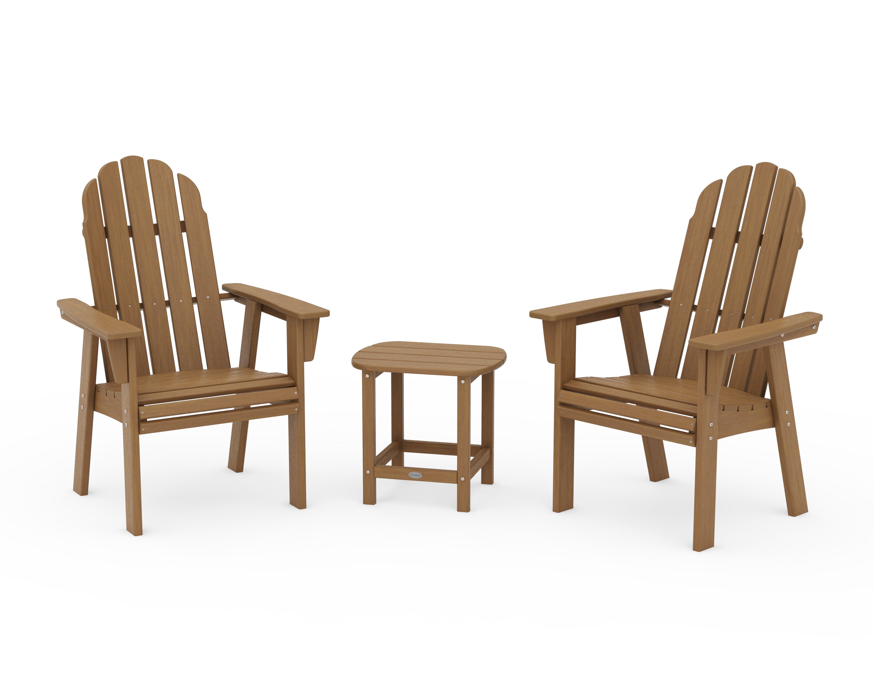 POLYWOOD Vineyard 3-Piece Curveback Upright Adirondack Chair Set in Natural