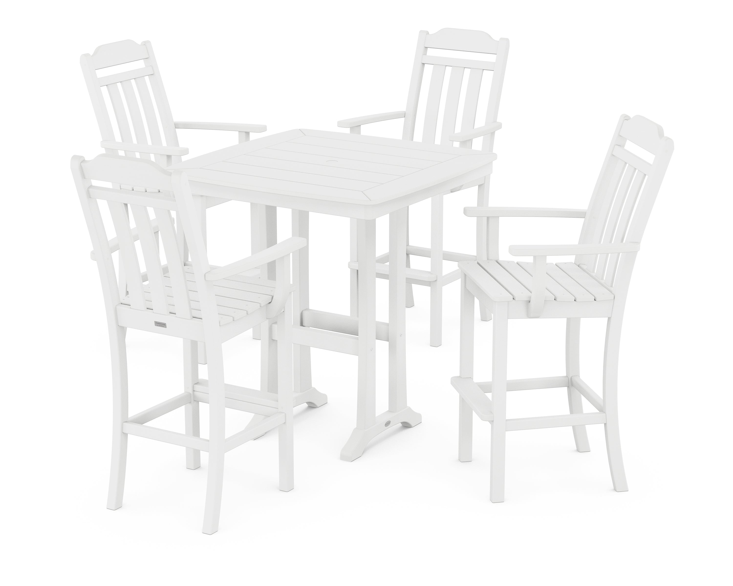 POLYWOOD Country Living 5-Piece Bar Set with Trestle Legs in White