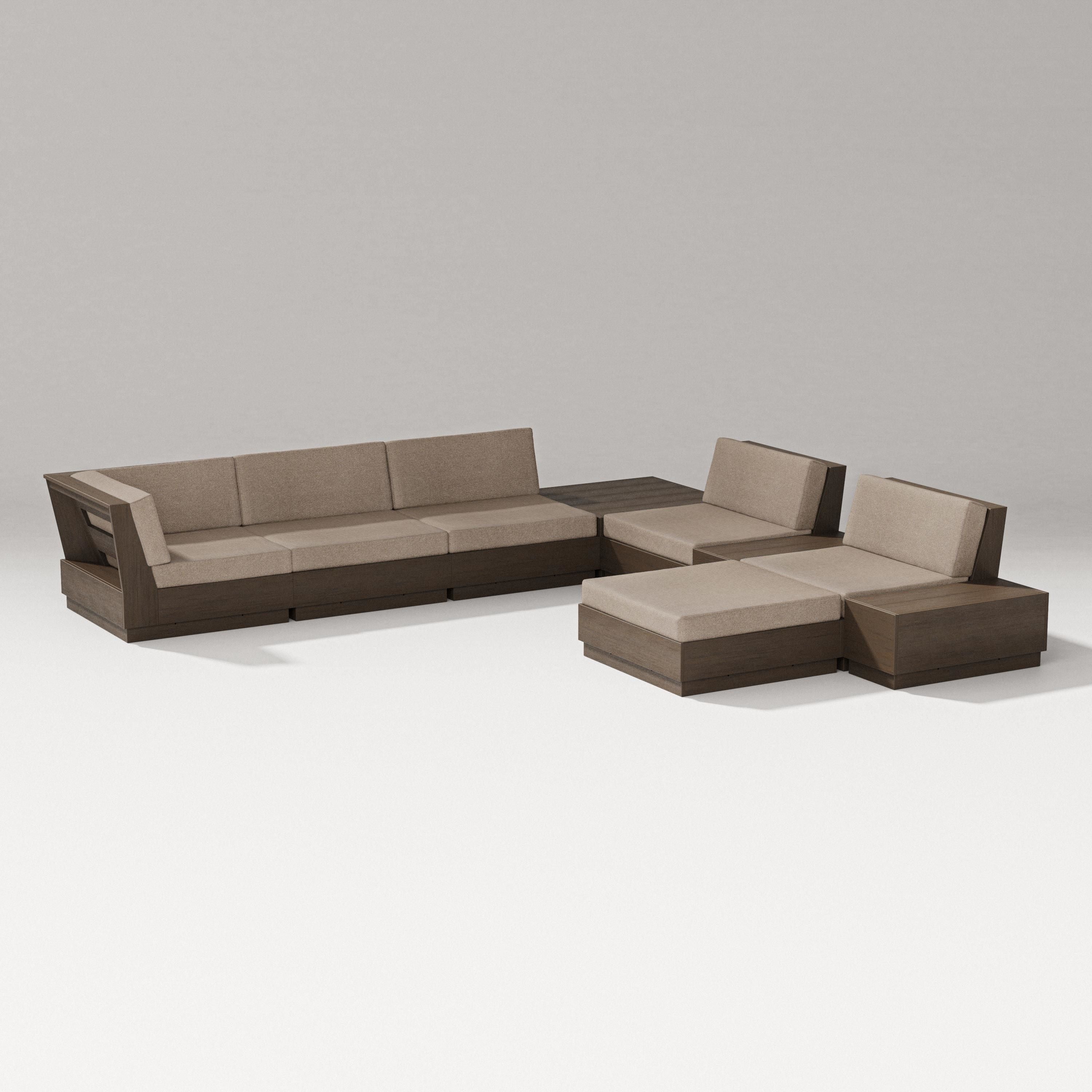 PW Designer Series Elevate 9-Piece Conversation Sectional in Kona / Spiced Burlap
