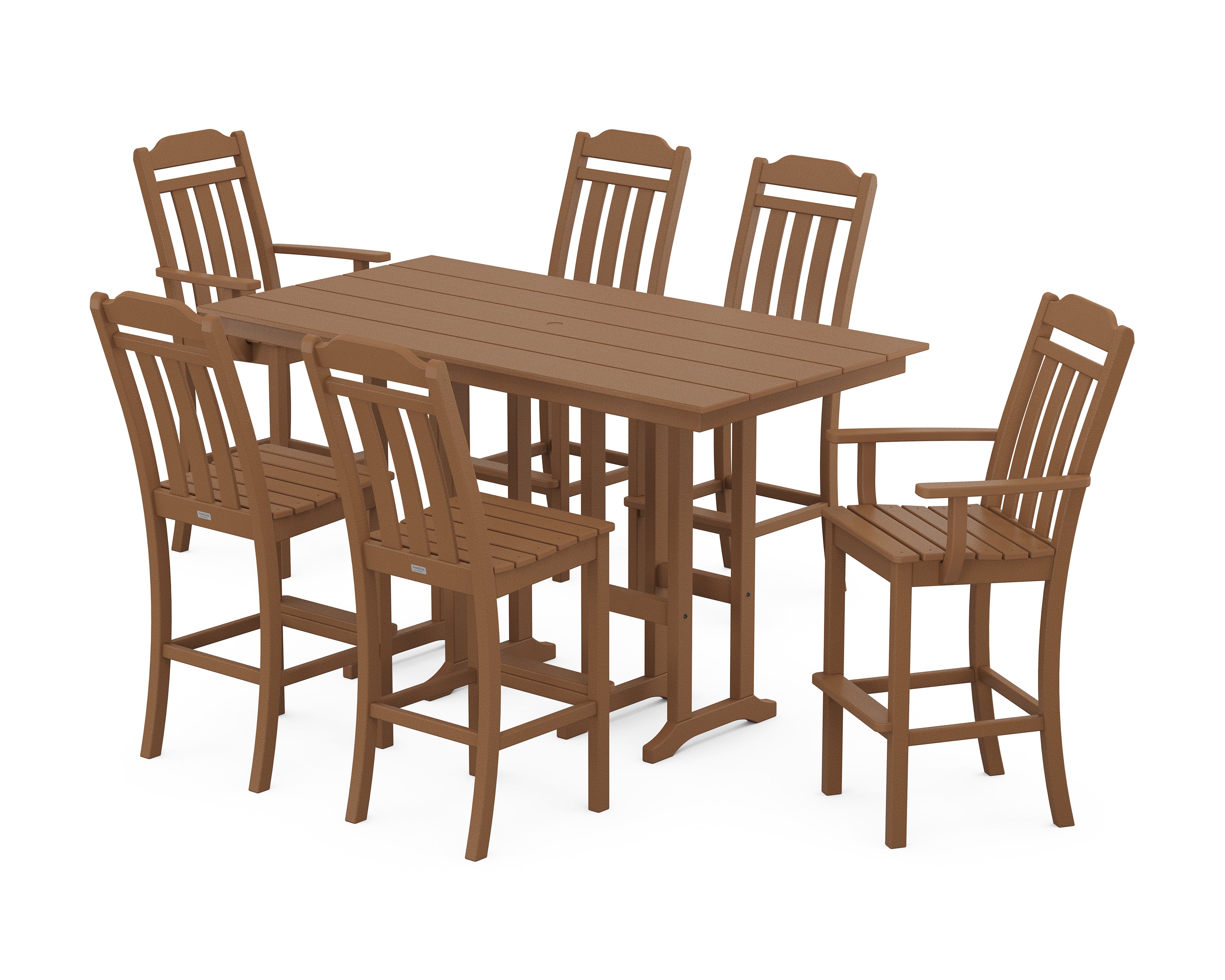 POLYWOOD Country Living 7-Piece Farmhouse Bar Set in Teak