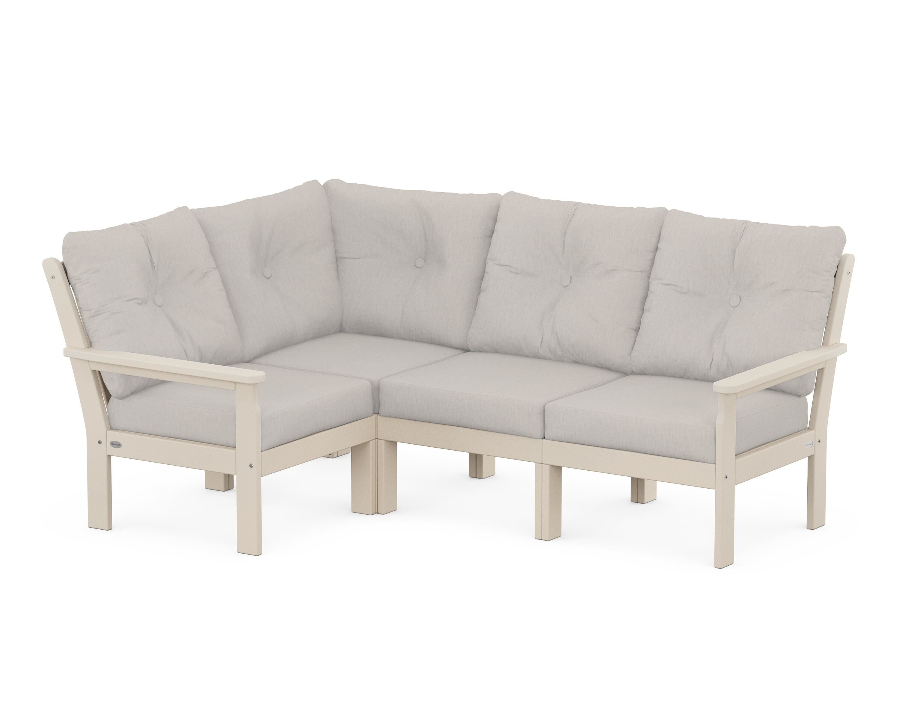 POLYWOOD Vineyard 4-Piece Sectional in Sand / Cast Ash