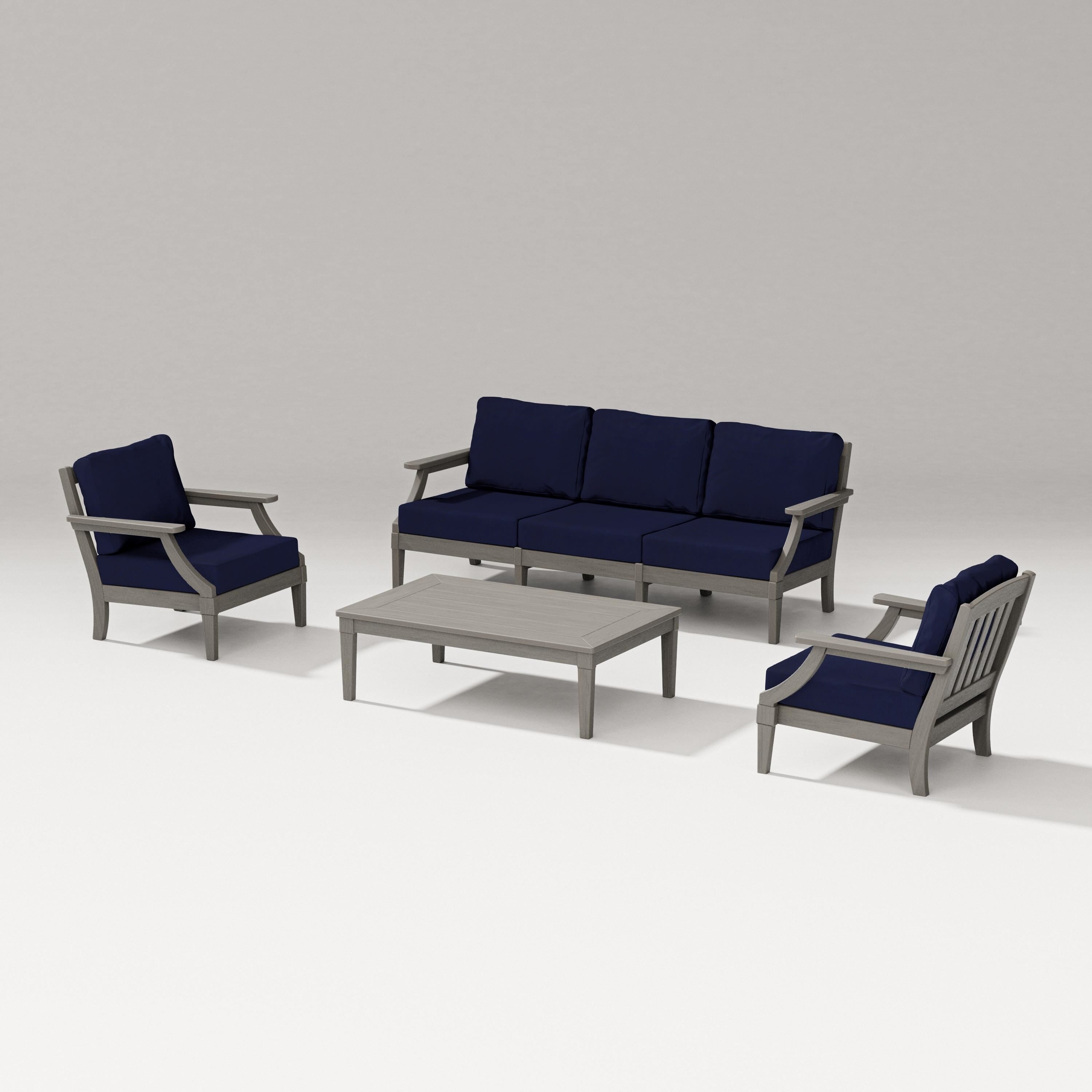 PW Designer Series Estate 4-Piece Lounge Sofa Set in Driftwood / Navy