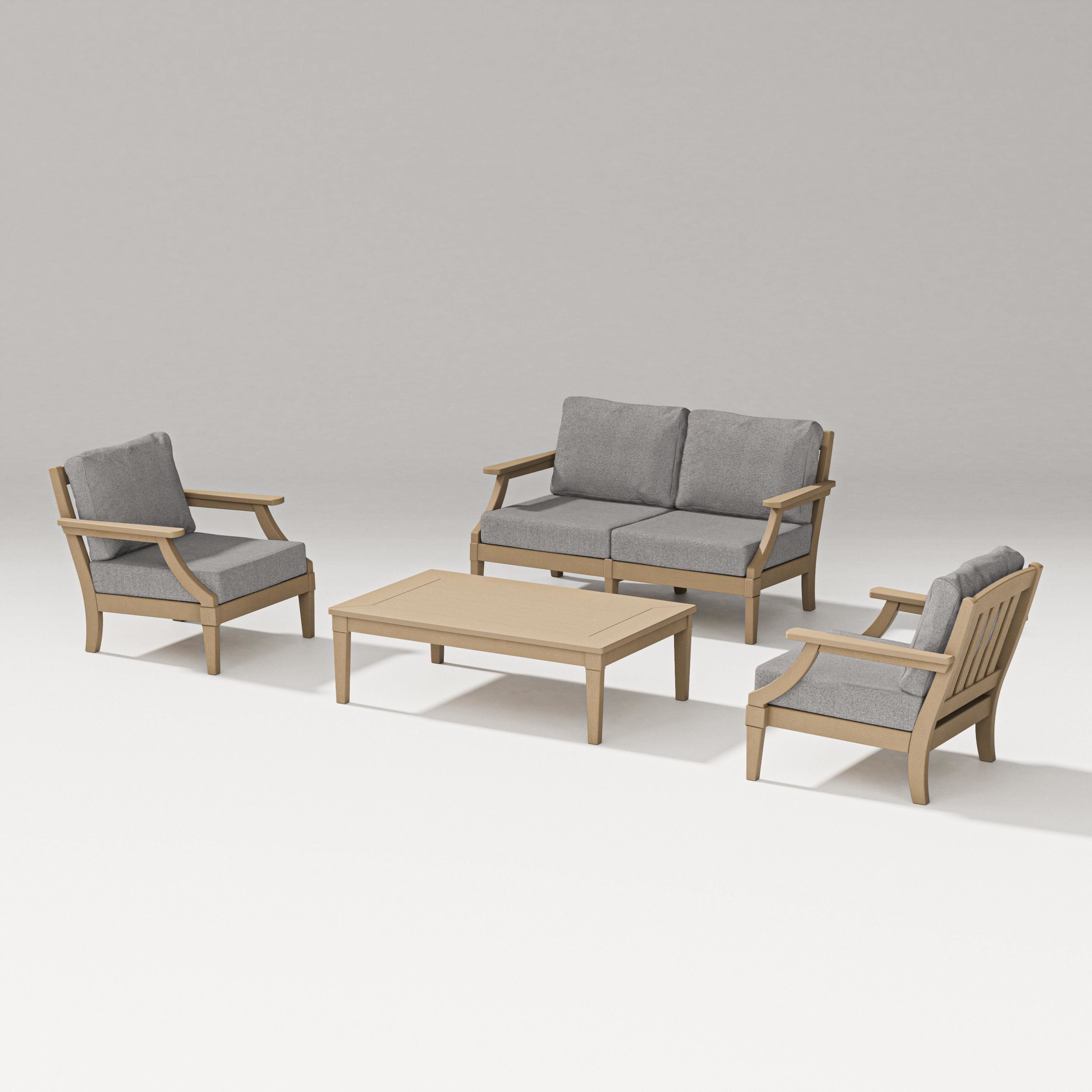 PW Designer Series Estate Lounge 4-Piece Loveseat Set in Vintage Sahara / Grey Mist