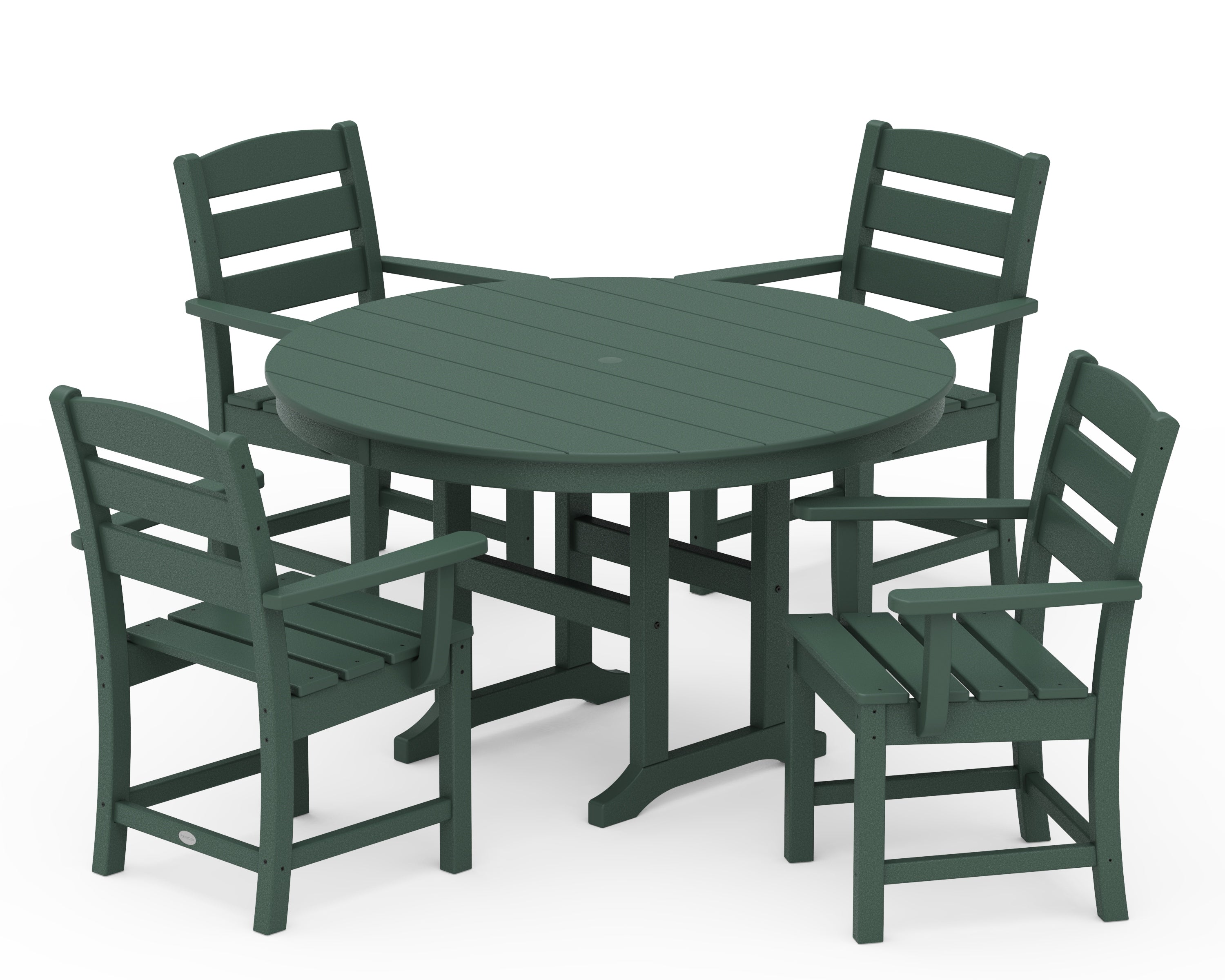 POLYWOOD Lakeside 5-Piece Round Farmhouse Dining Set in Green
