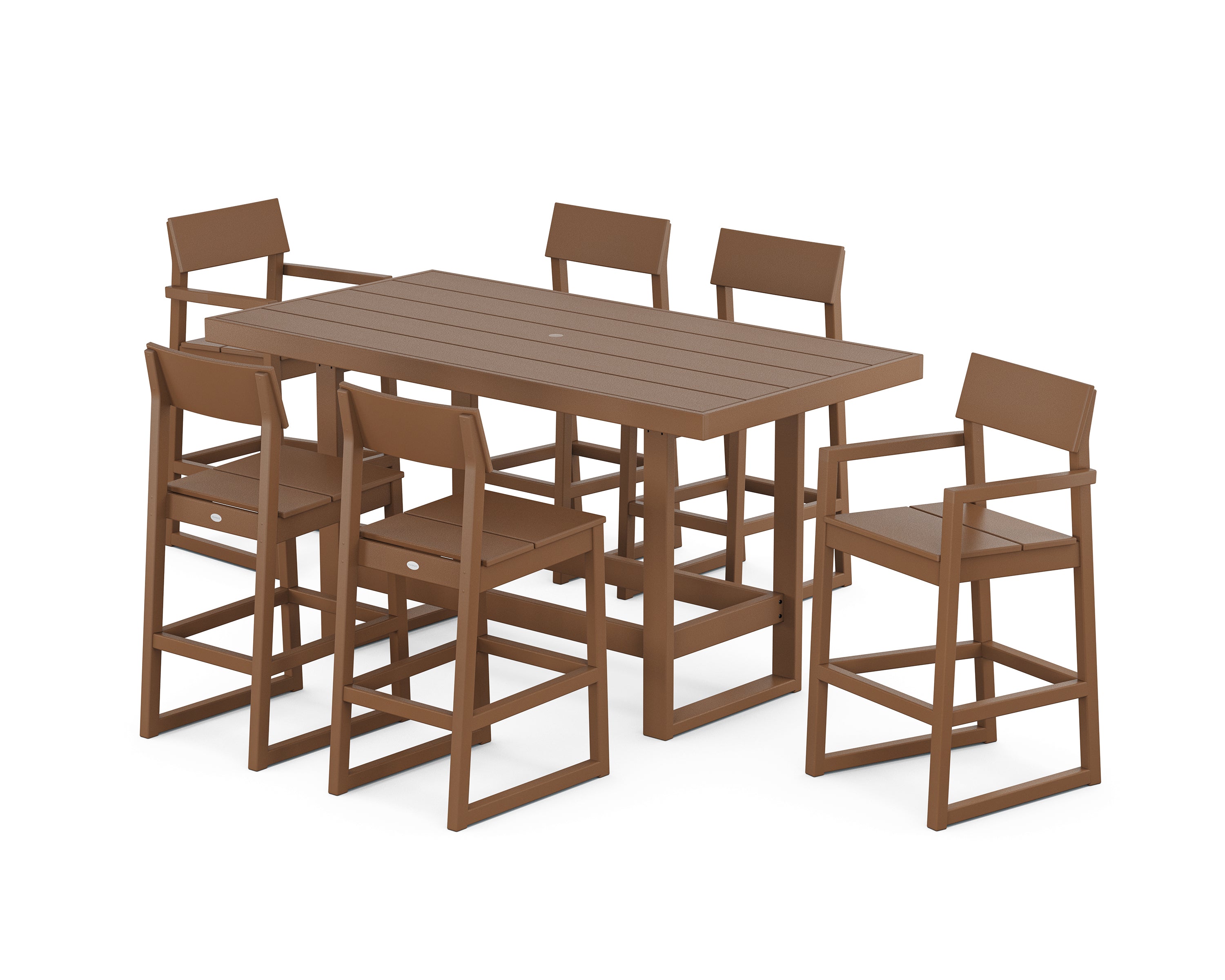 POLYWOOD® EDGE 7-Piece Bar Table Set in Teak