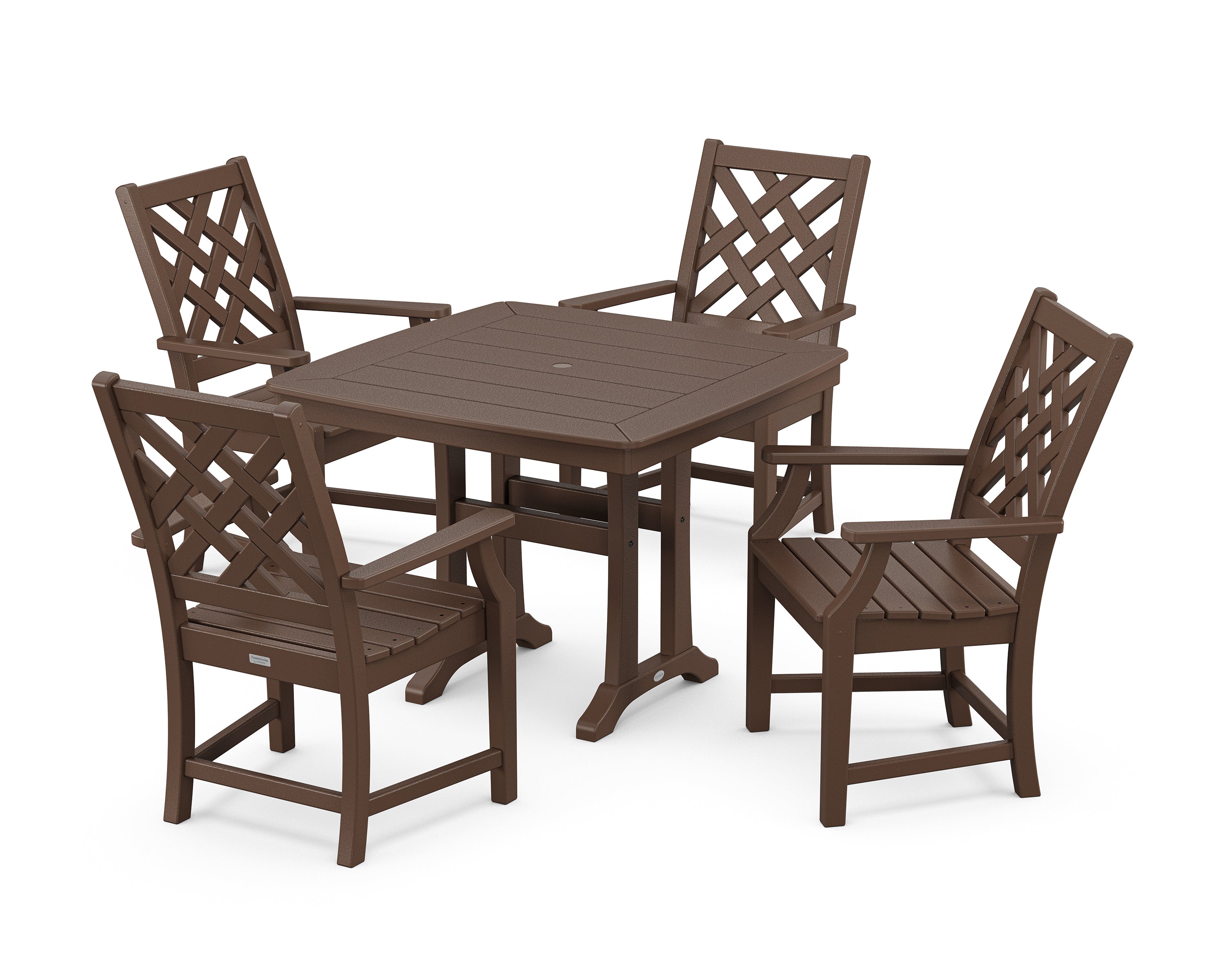 Country Living Wovendale 5-Piece Dining Set with Trestle Legs in Mahogany