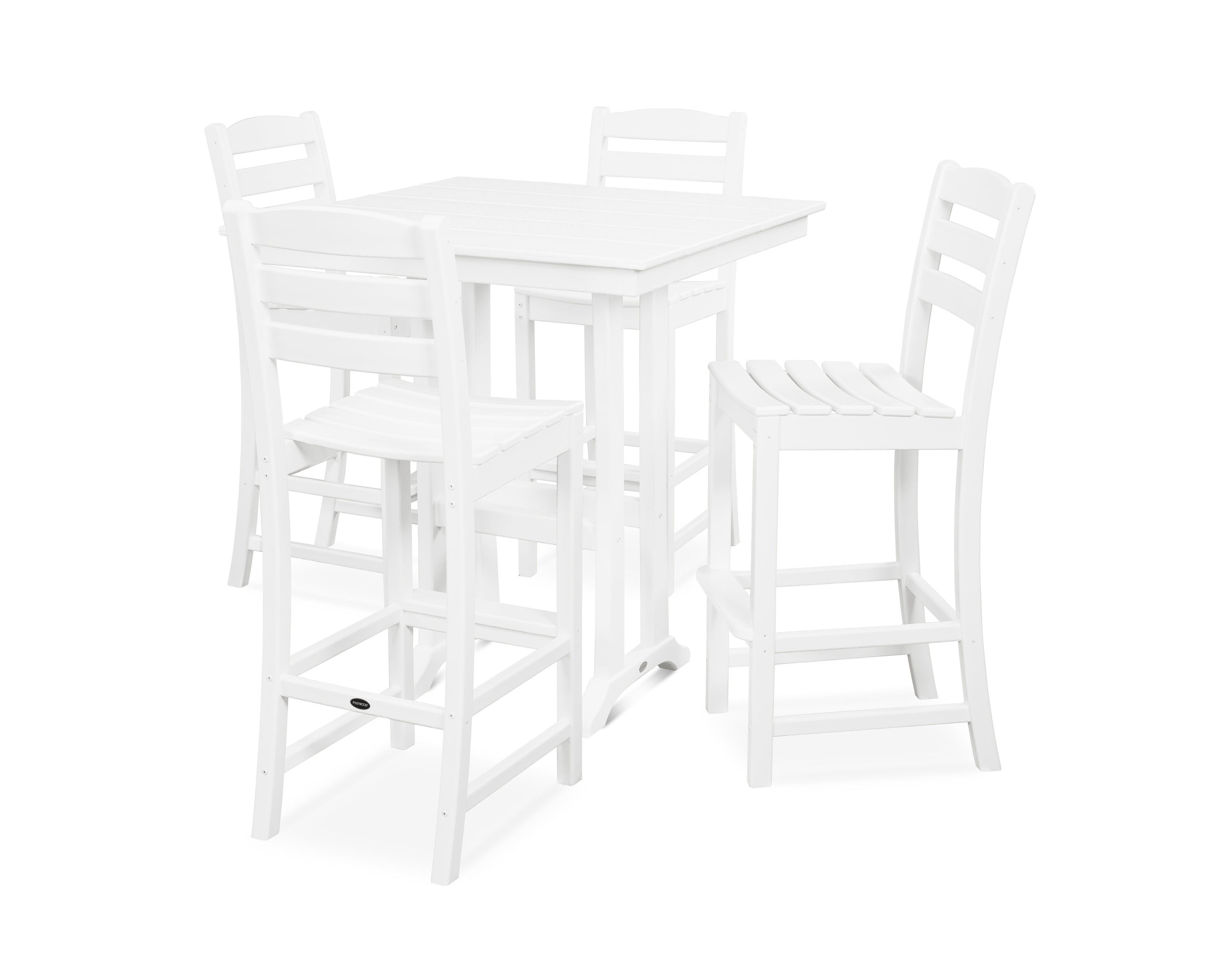 POLYWOOD® La Casa Café 5-Piece Farmhouse Trestle Bar Set in White