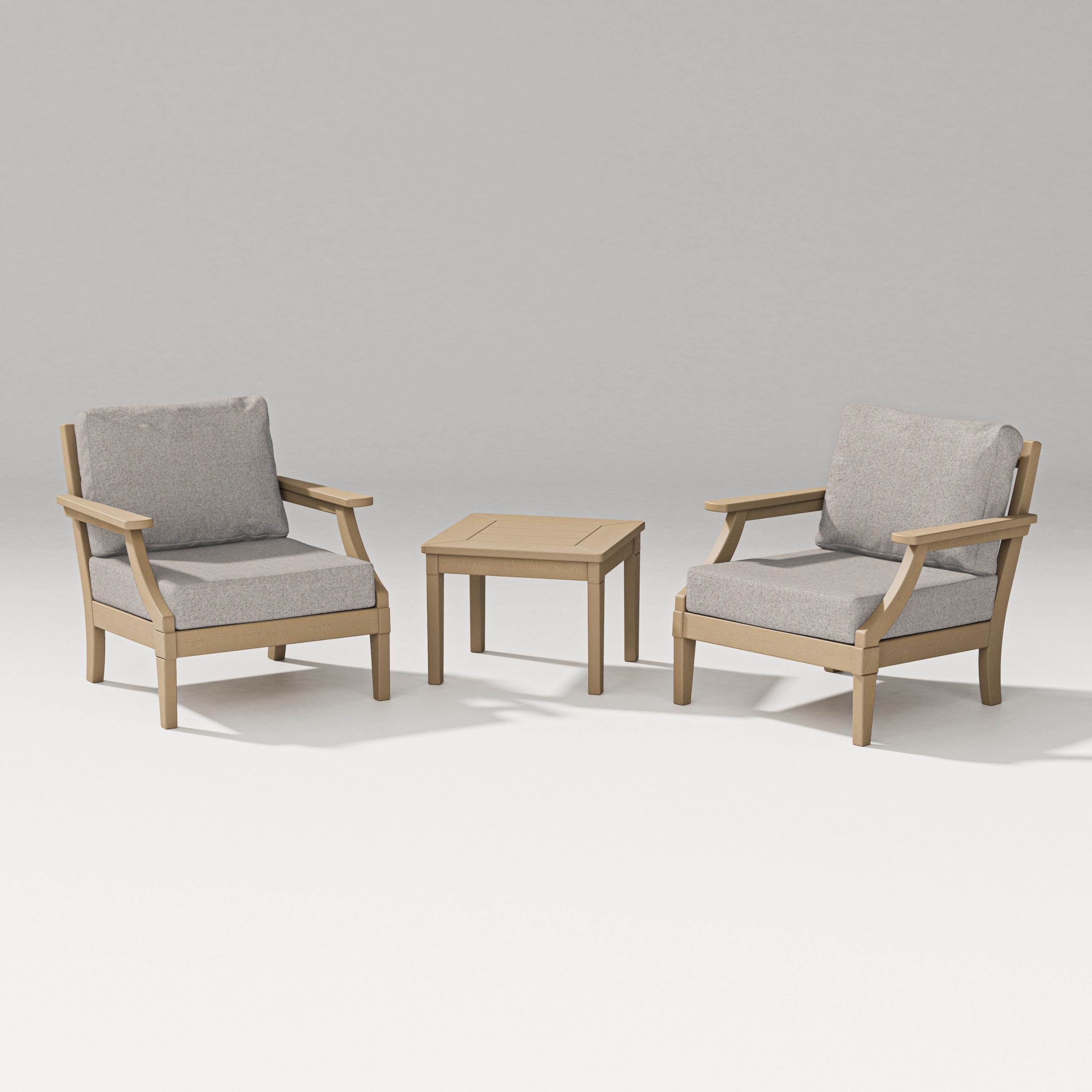 PW Designer Series Estate 3-Piece Lounge Chair Set in Vintage Sahara / Weathered Tweed