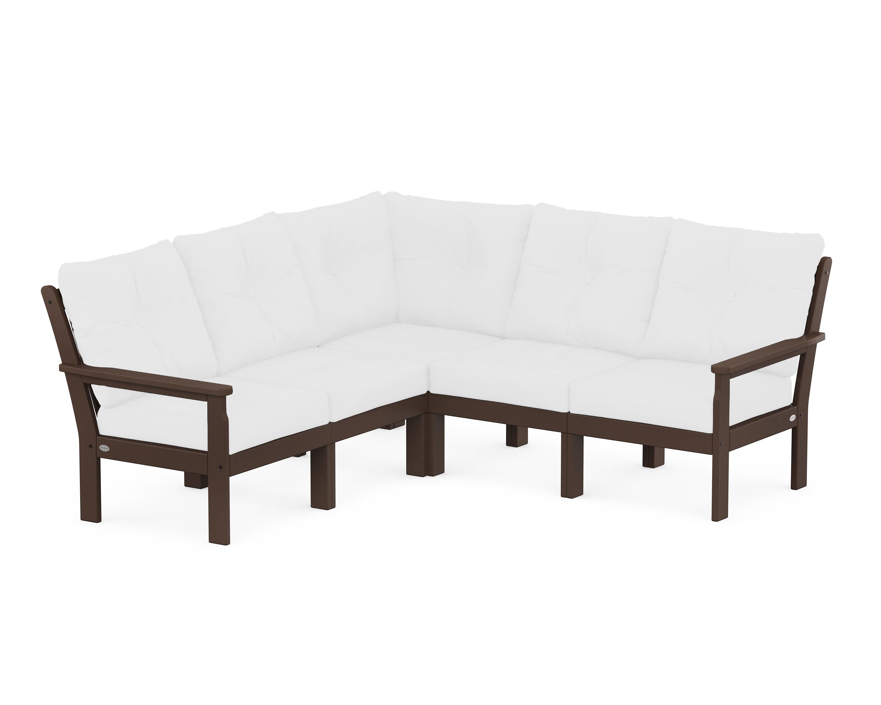 POLYWOOD Vineyard 5-Piece Sectional in Mahogany / Natural