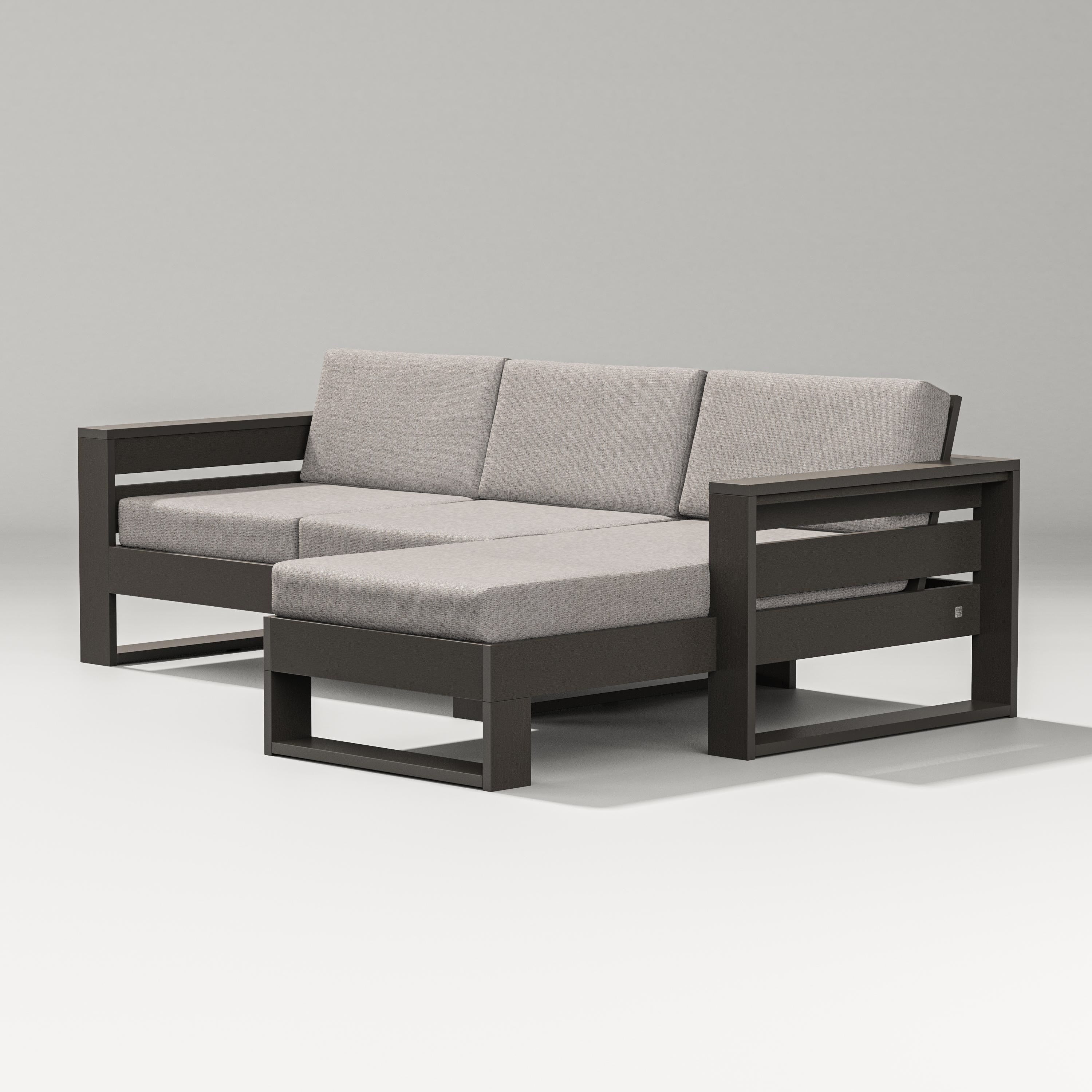 PW Designer Series Latitude Right Chaise Sectional in Vintage Coffee / Weathered Tweed