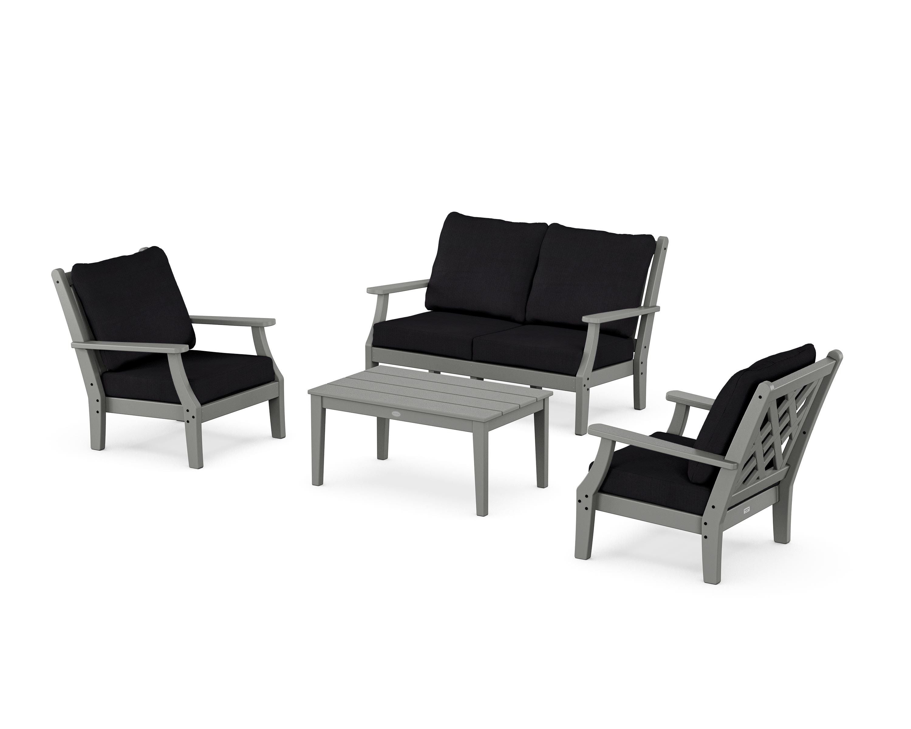 Country Living Wovendale 4-Piece Deep Seating Set with Loveseat in Slate Grey / Midnight Linen