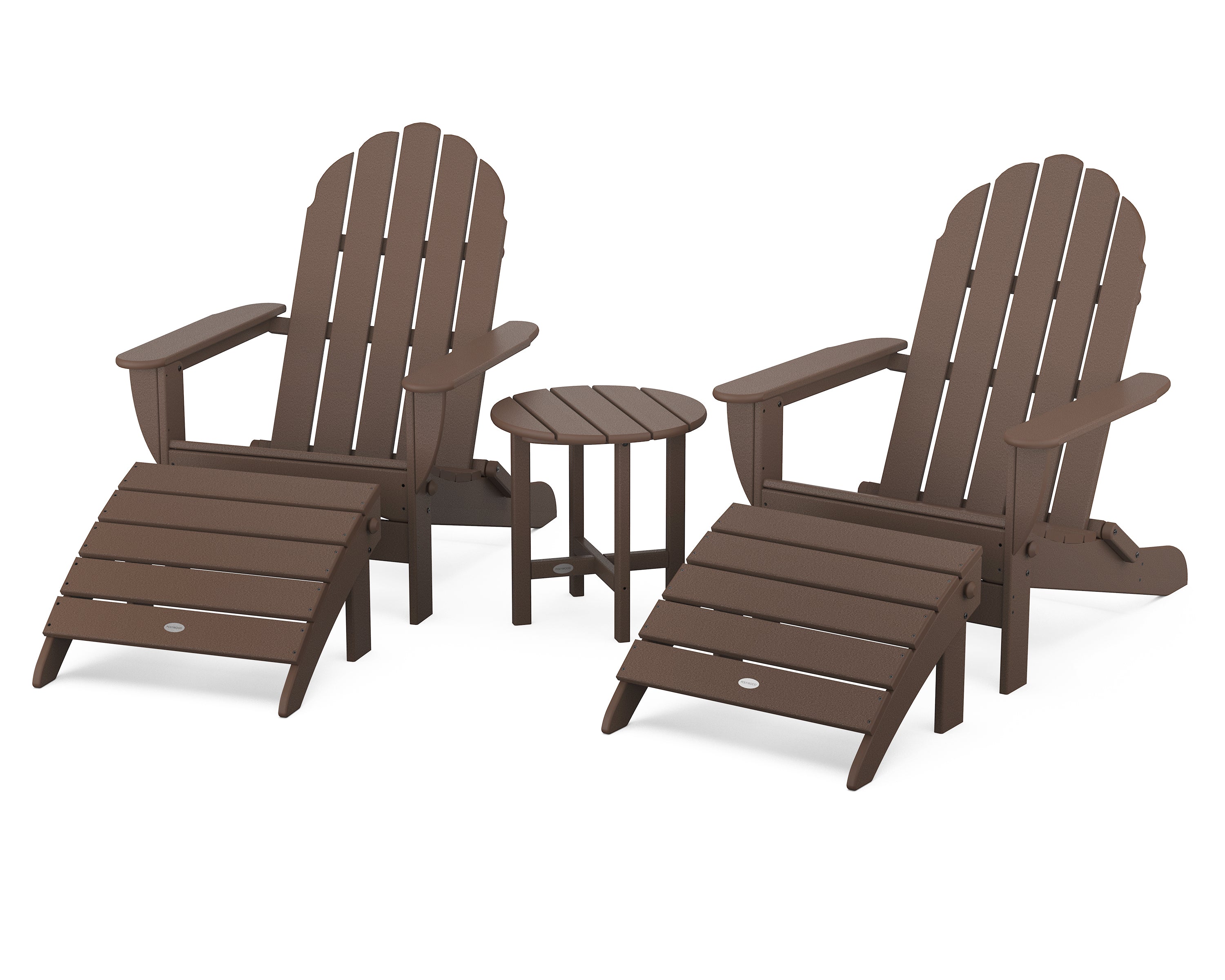 POLYWOOD® Classic Oversized Adirondack 5-Piece Casual Set in Mahogany