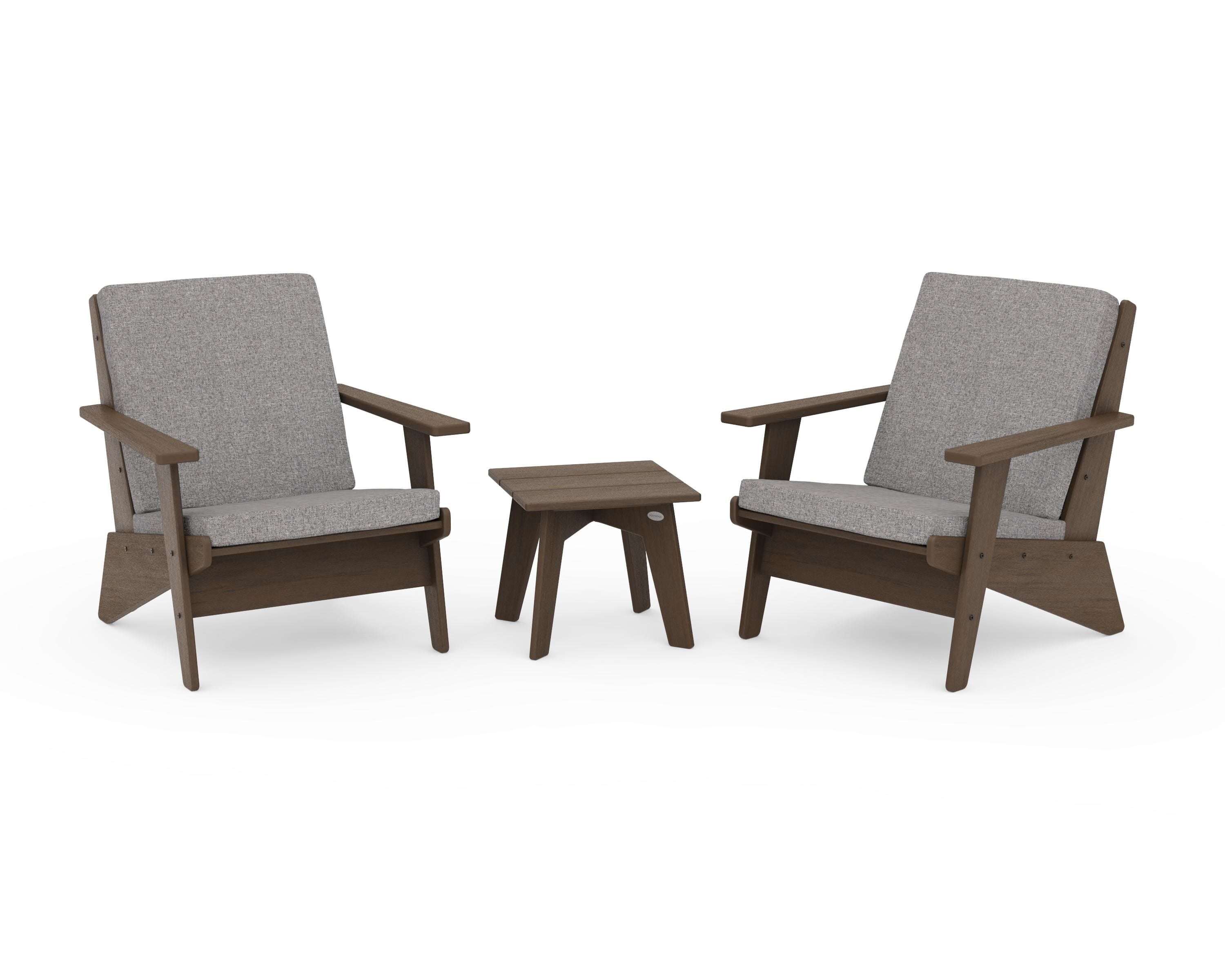 POLYWOOD Riviera Modern Lounge 3-Piece Set in Kona / Grey Mist